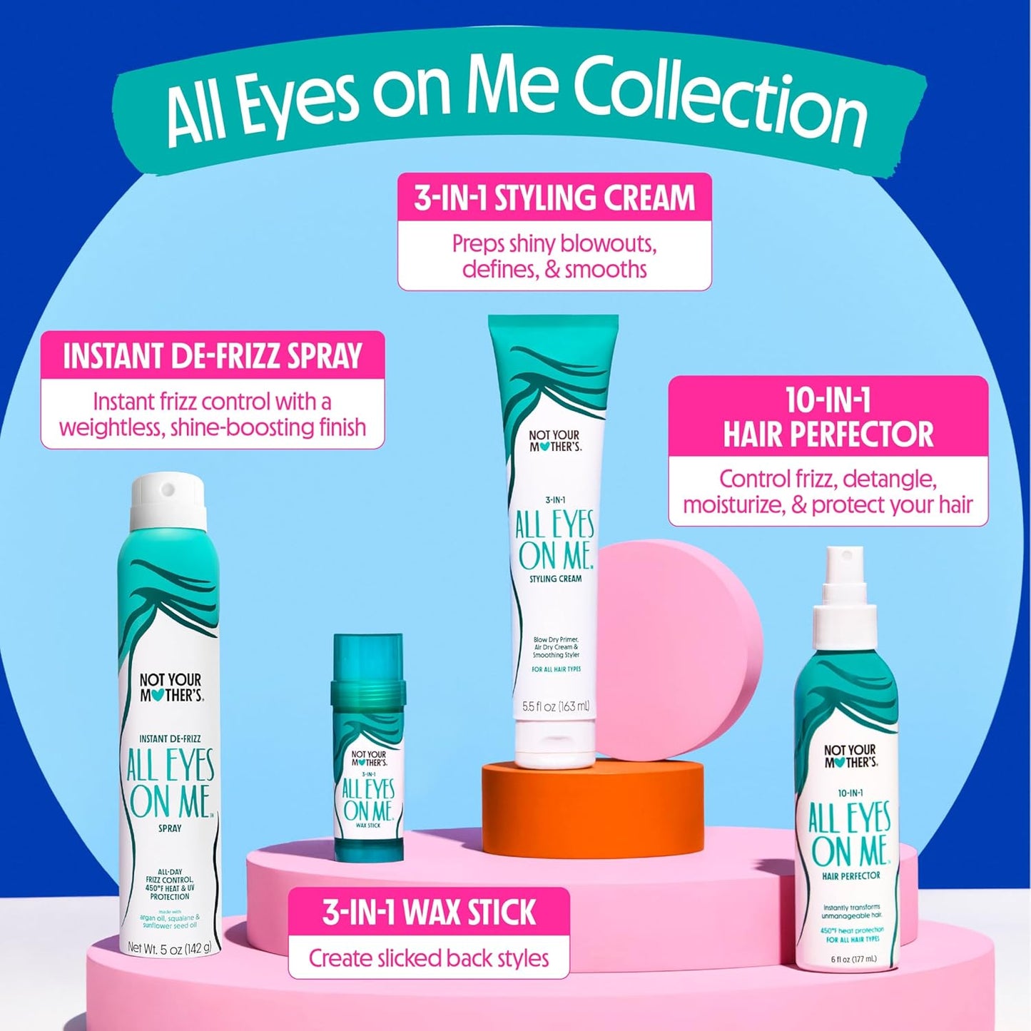 Not Your Mother's All Eyes On Me 10-In-1 Hair Perfector - Moisturizing Detangler & Heat Protectant Spray | 6 fl oz (3-Pack)