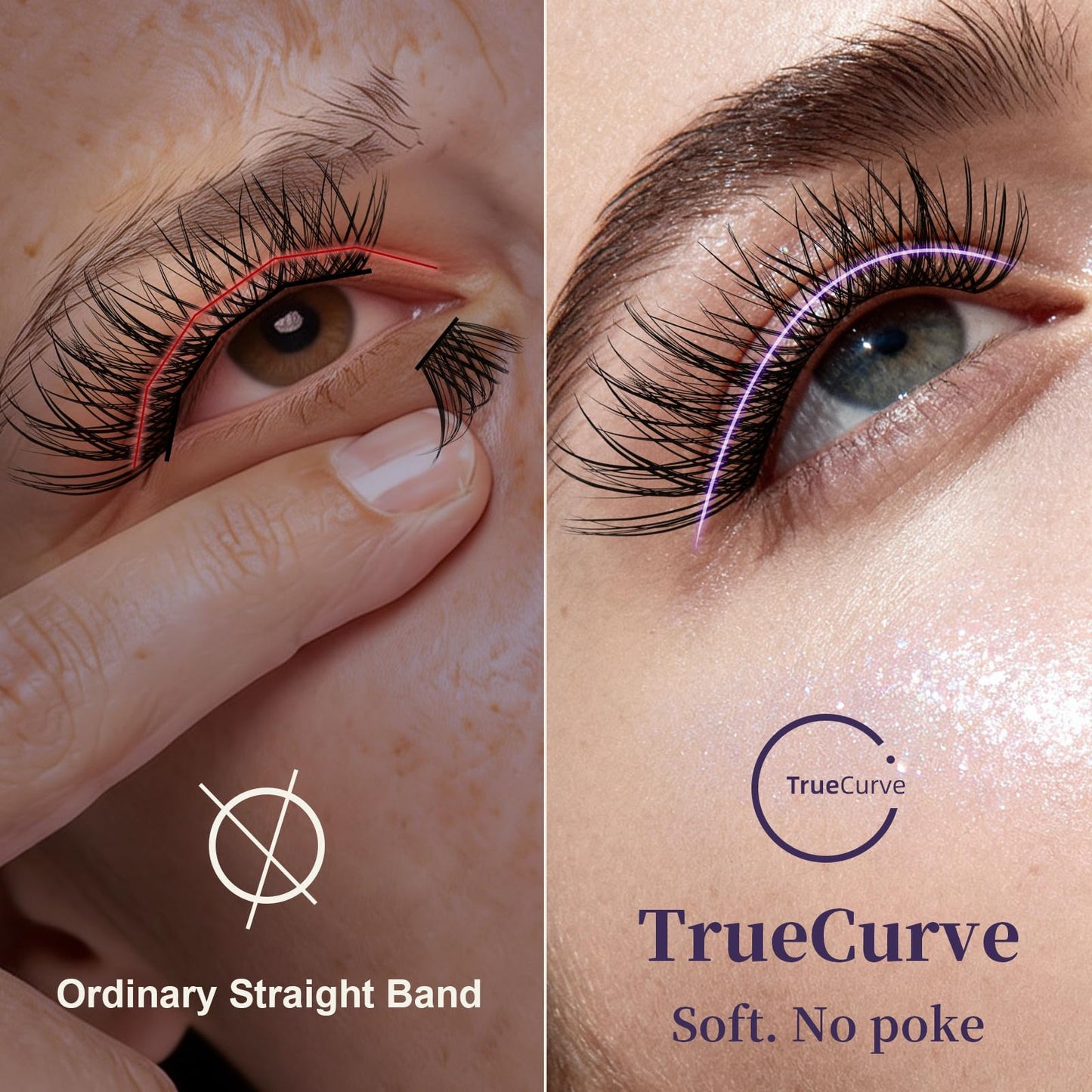 GlowVane TrueCurve Lash Clusters Kit, Soft Natural Look Eyelash Clusters for All-Day Comfort, 0.03mm Wispy D Curl Lashes, 8-18mm Lightweight Curved Band Lashes, Use-Friendly (Shiney Kit)