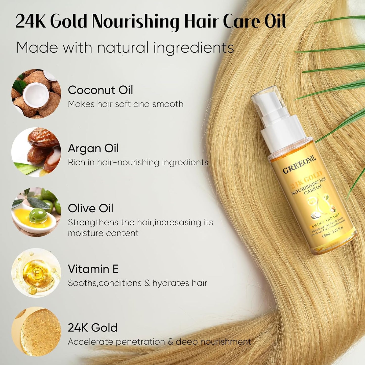 Hair Oil Treatment - Argan, Coconut & Olive Oils | Nourish & Smooth Frizz - 2 Pack for All Hair Types