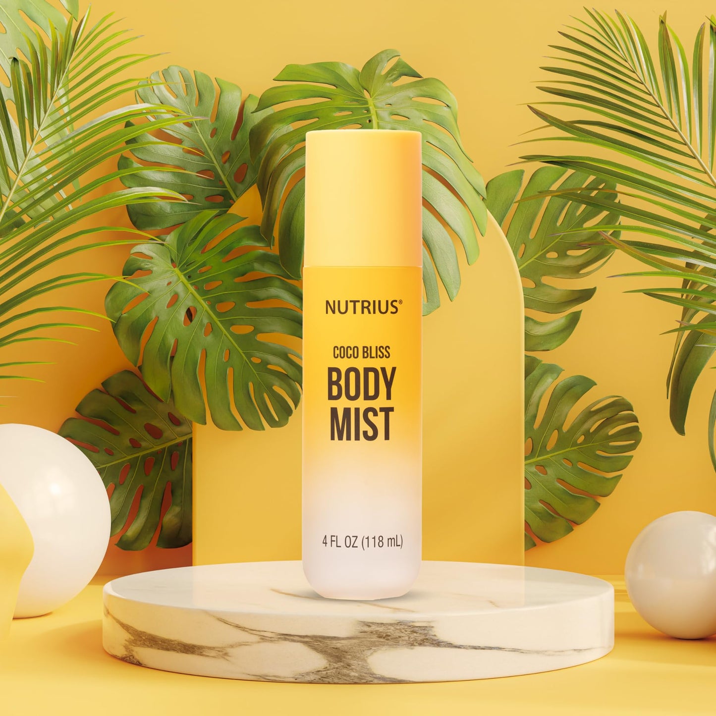 Nutrius Body Mist for Women, Coco Bliss Tropical Coconut Scent, Hydrating Fragrance Body Spray with Nourishing Botanical Extracts, Long Lasting, Vegan, Cruelty Free, 4 fl oz