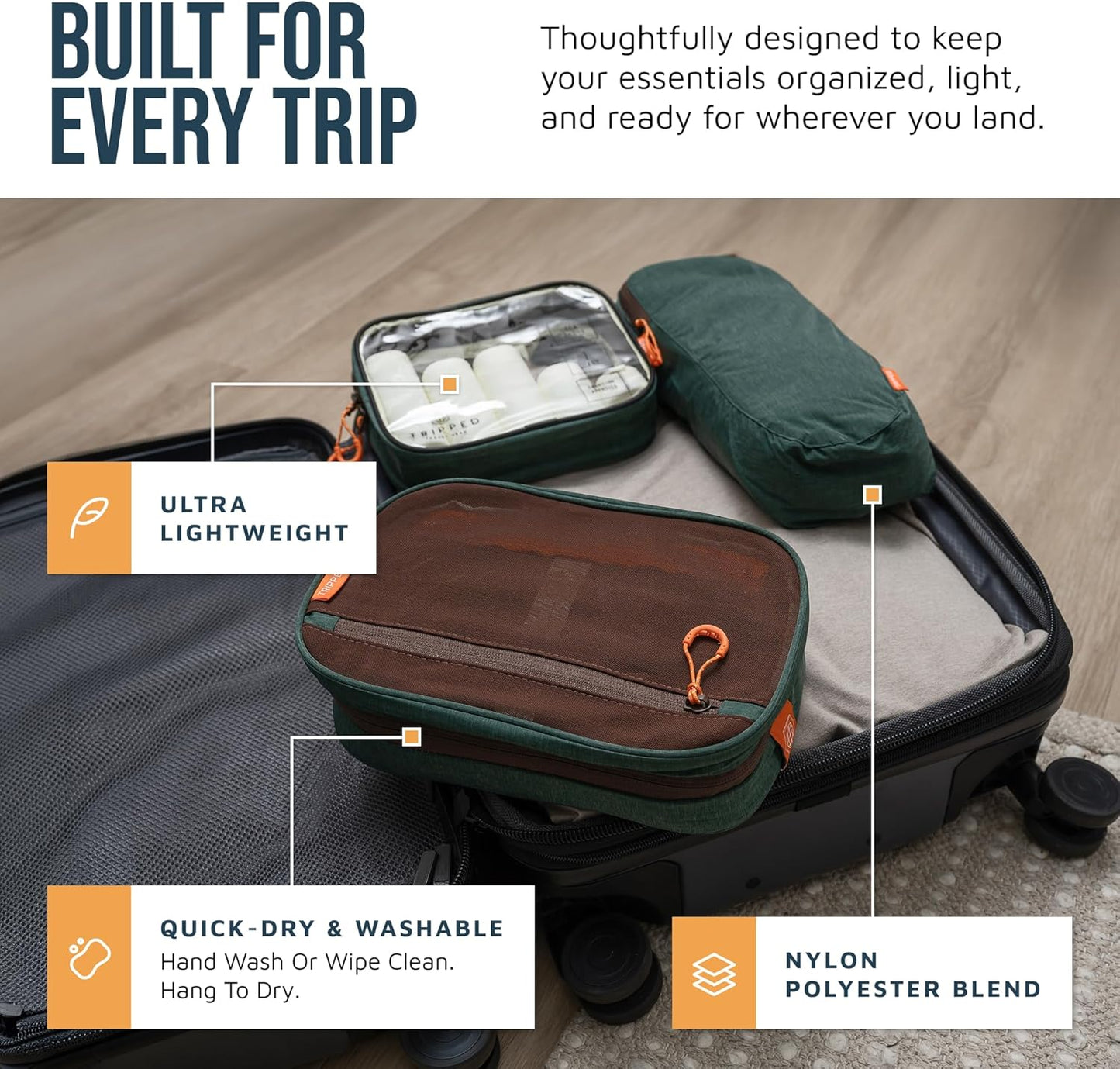 Travel Toiletry Bag Set - Hanging Organizer with TSA-Compliant Cosmetic Bag & Ultralight Pouch | Perfect for Travel
