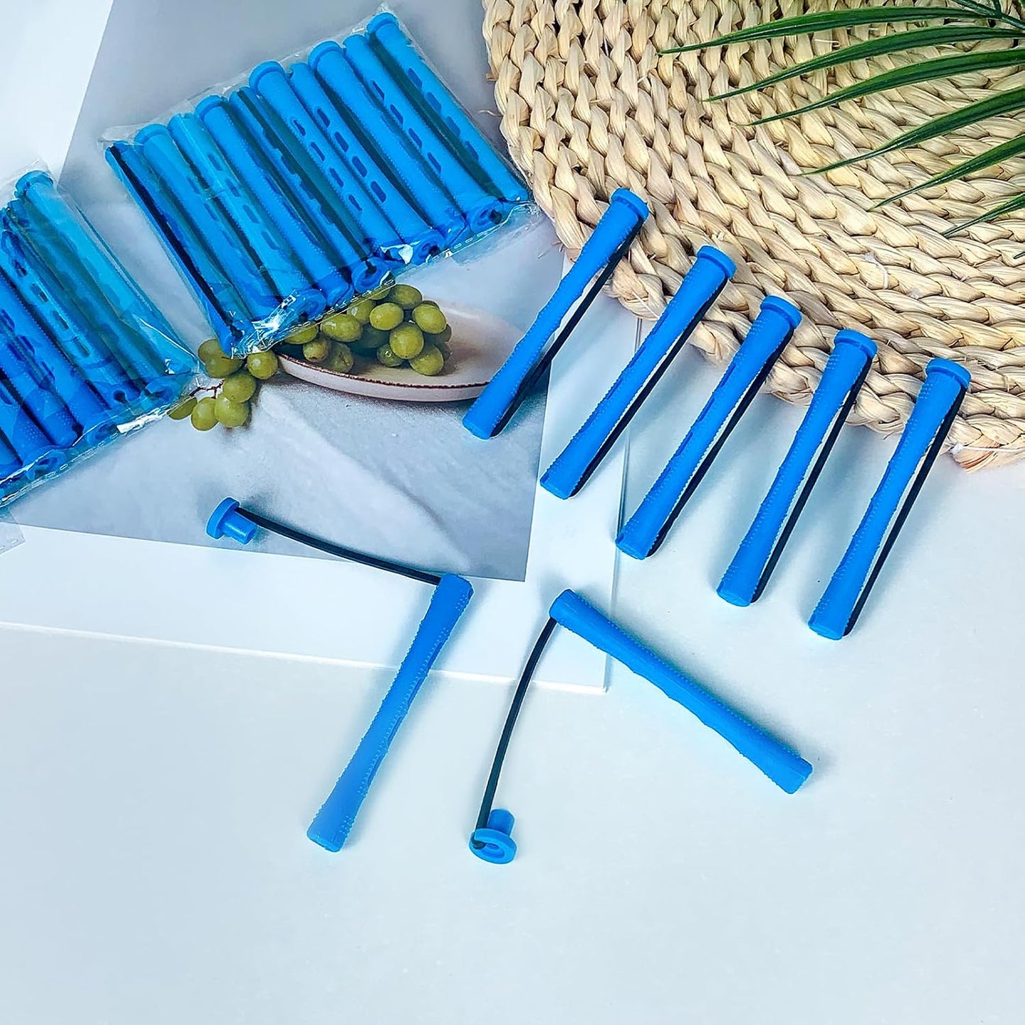 Blue Plastic Hair Perm Rods - 40 Pcs Small Cold Wave Curling Rollers for DIY Hair Styling
