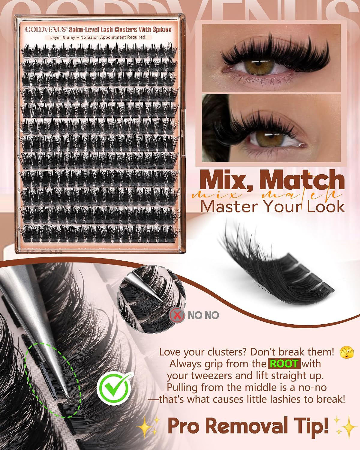Manga Lash Clusters - Wispy Fluffy Anime Eyelash Extensions | Reusable Faux Mink, D Curve 12-18mm, 204 Pieces
