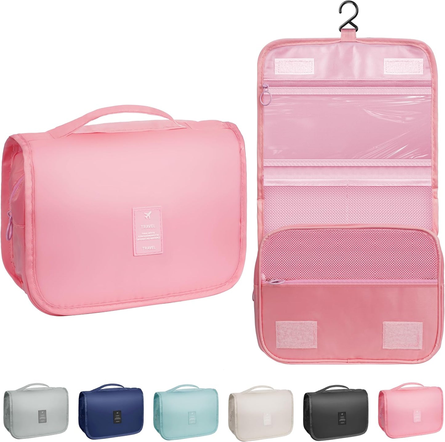 Toiletry Bag - Waterproof Hanging Travel Organizer for Men & Women | Small Cosmetic Makeup Bag (Grey)