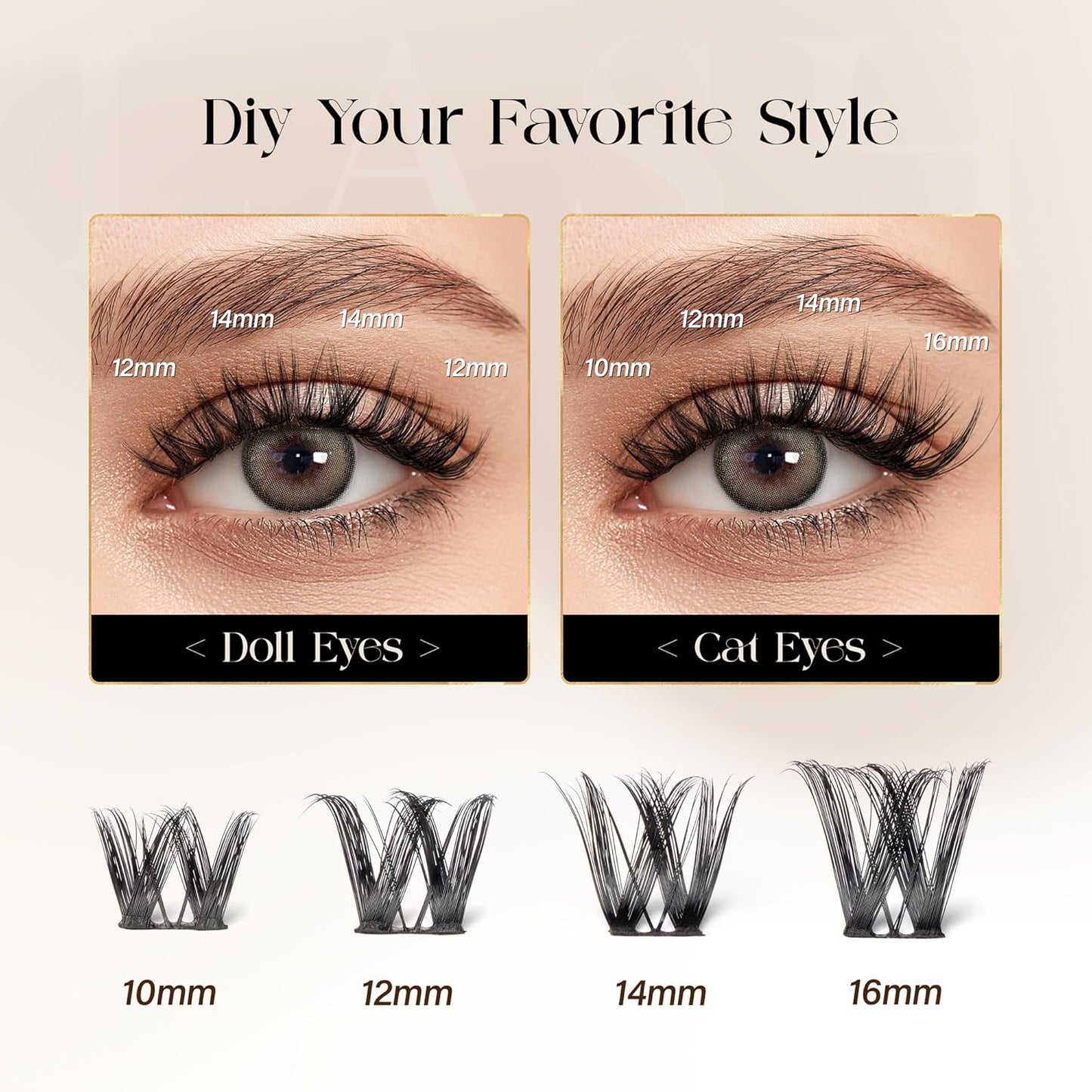 BEFER Lash Clusters - 120 Pcs D Curl Eyelash Extensions for DIY Volume | Fluffy & Wispy 10-16MM