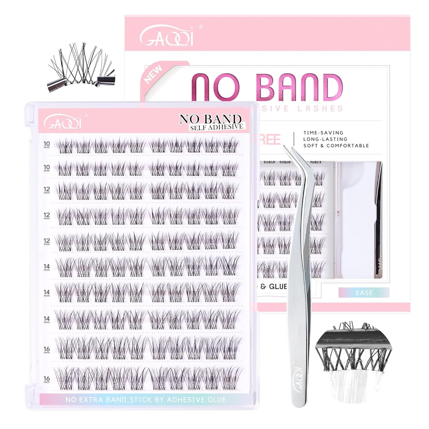 Self-Adhesive Eyelash Clusters - Natural Look No Glue Lashes 10-16mm | 100pcs with Tweezer