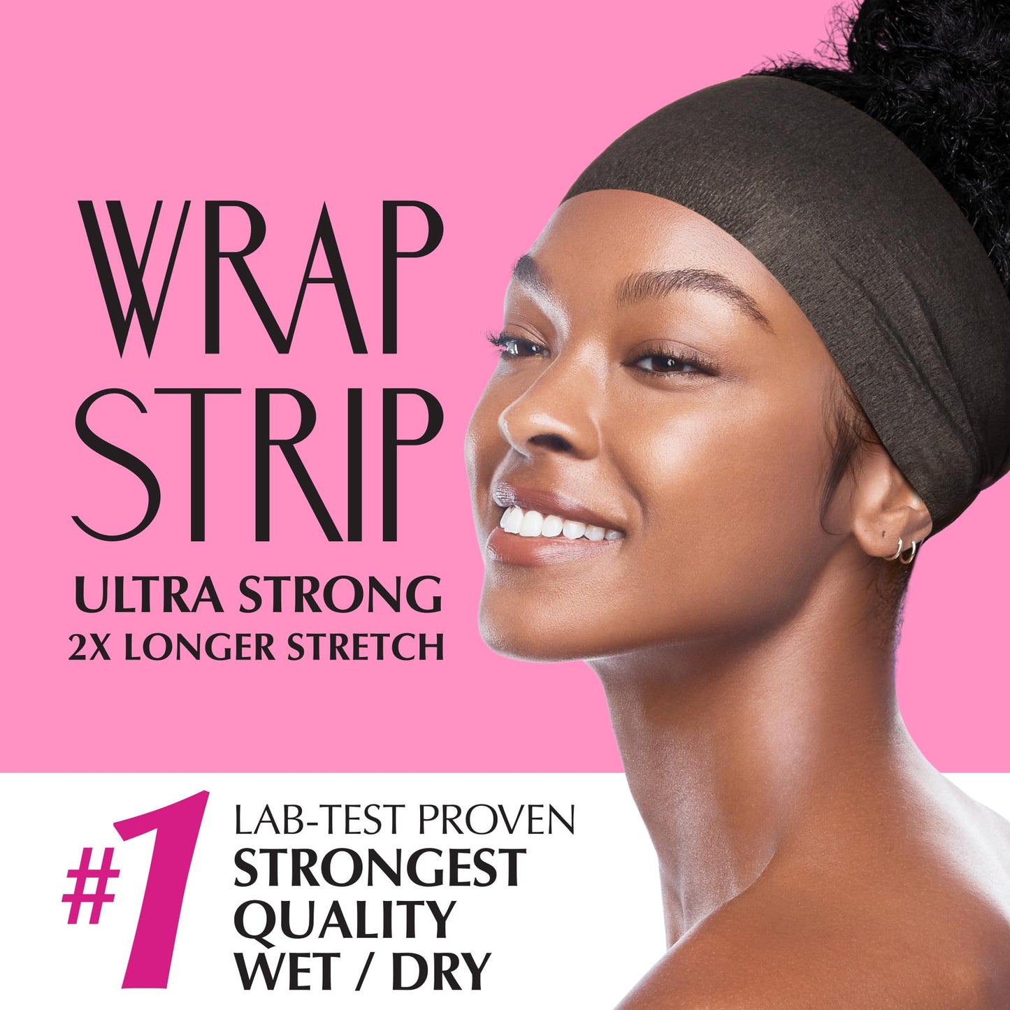 Red by Kiss Wrap Strip, Ultra Strong 2X Longer Stretch, 44 Strips Lab-Test Proven Strongest Quality for Wet/Dry Hair