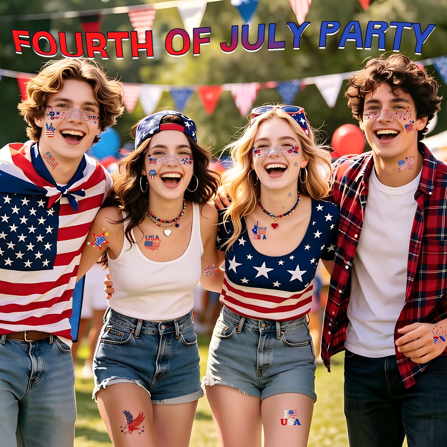 Itscolofy 4th of July Glitter Freckle Tattoos, Patriotic Temporary Tattoos Stickers, 4th of July Accessories for Women, Red White and Blue USA Flag Star Freckles for Independence Day 250th Party 36PCS