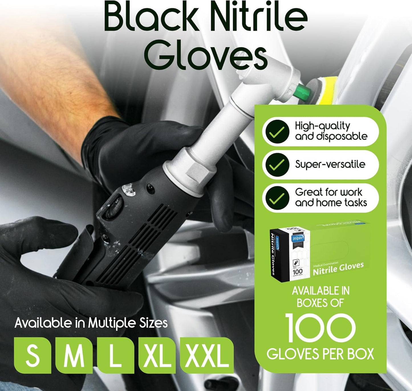 Black Nitrile Disposable Gloves - 4.5 Mil Safety Medical & Cleaning | Durable & Comfortable