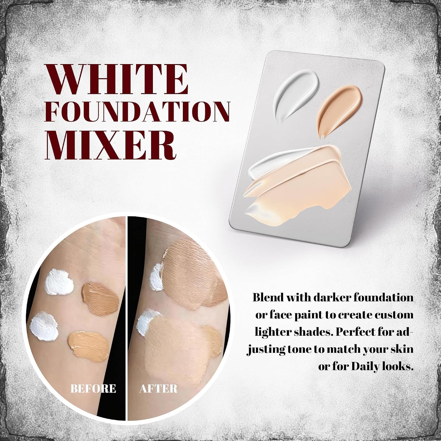 White Liquid Foundation - Waterproof Full Coverage Mixer | White Base with Makeup Mixing Palette for SFX & Daily Use