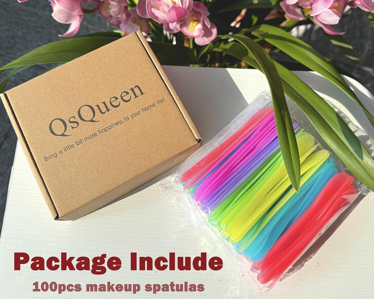 **Cosmetic Spatulas - 100 PCS Reusable Makeup Scoops in 7 Colors | Hygienic Mixing Tool for Face Masks & Skincare (4.88'' x 1.06'')**