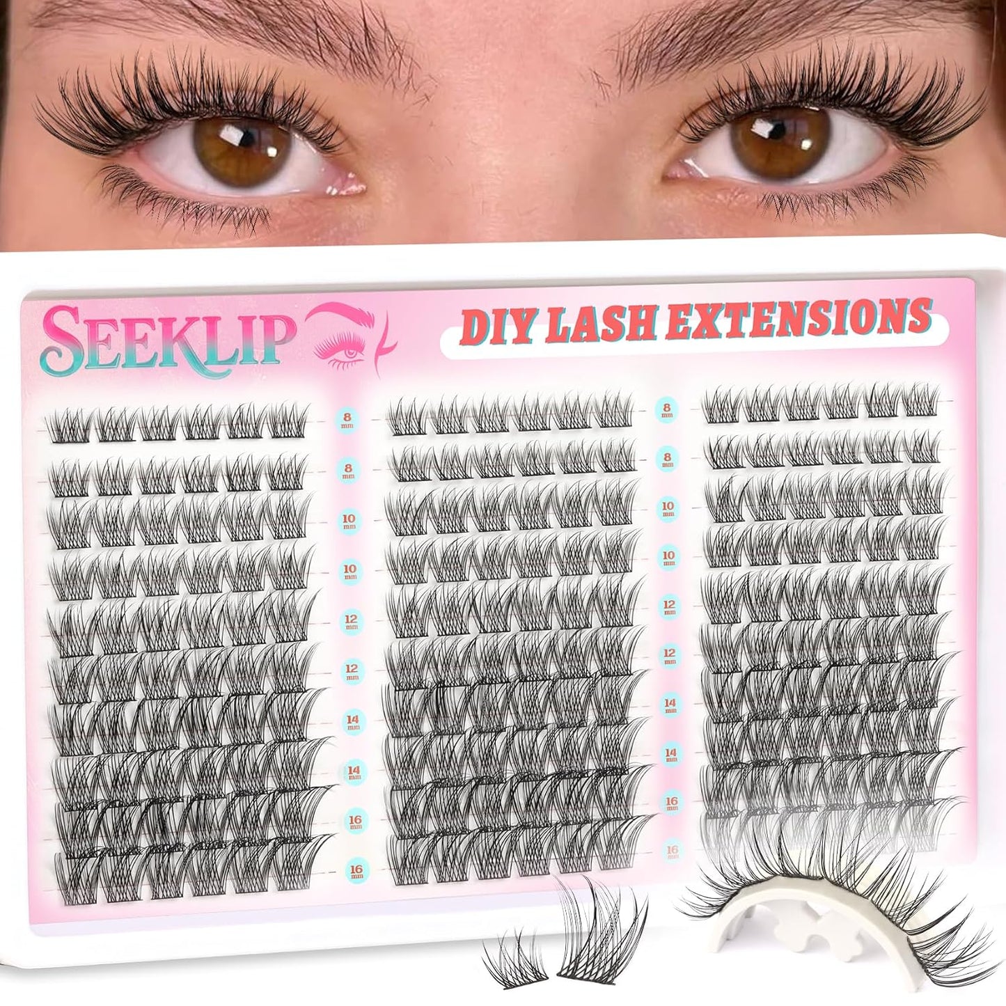 Wispy Natural Cluster Eyelash Extensions - 180pcs C Curl 8-16mm Individual Fake Lashes | Ultra Thin Band for DIY Use