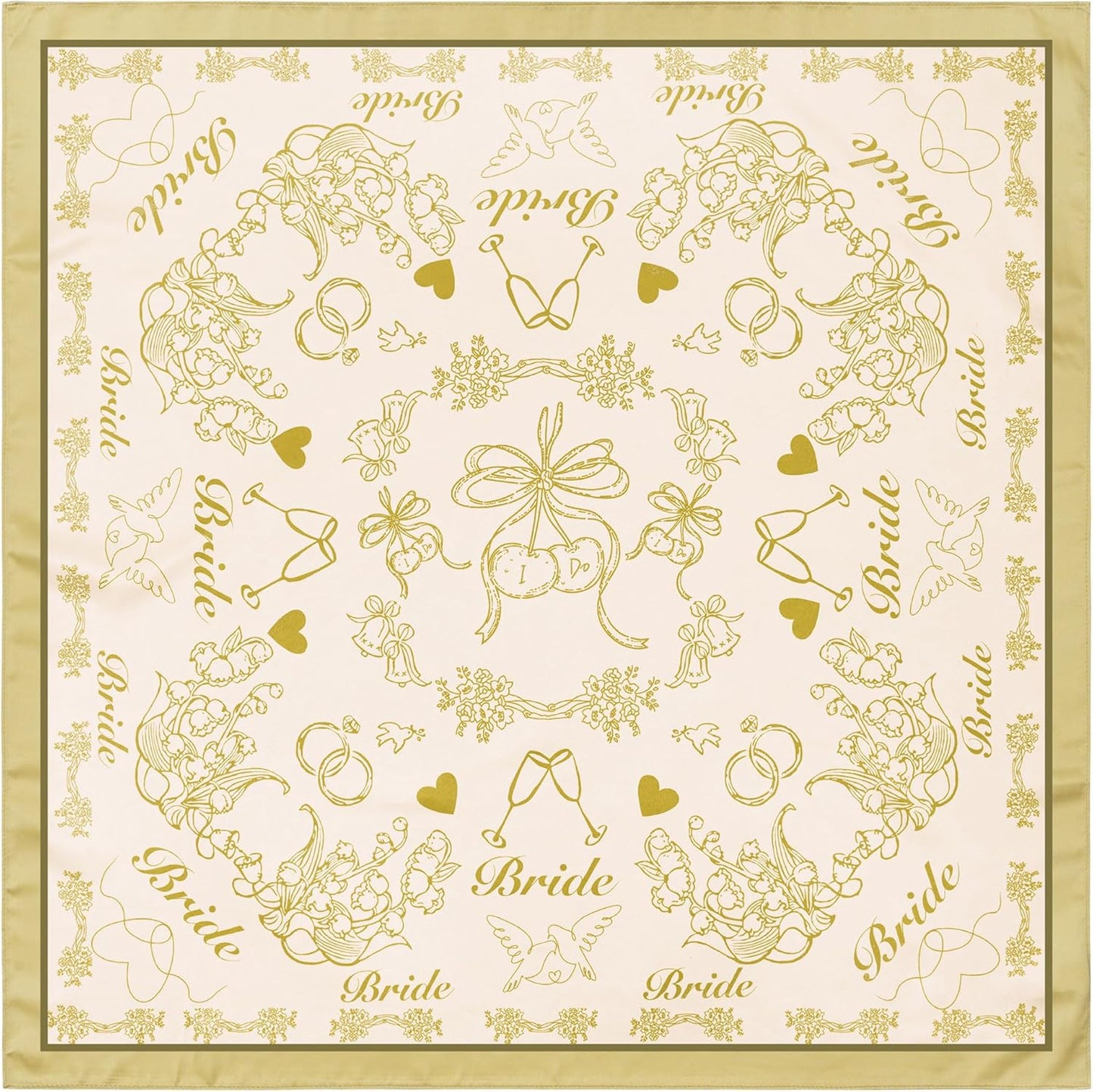 Bride Head Scarf - Bachelorette Party Bandana | 27.5" Square Satin Handkerchief for Weddings & Events