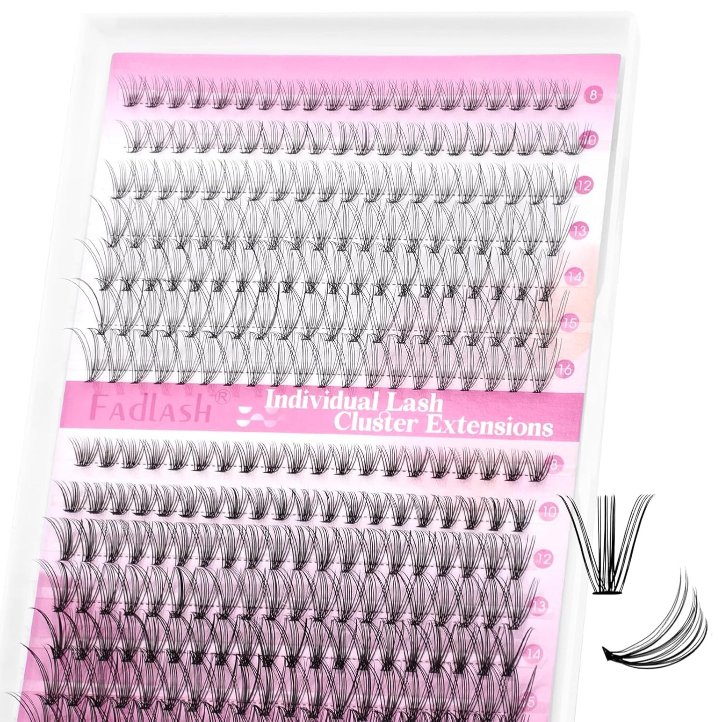 FADLASH Natural Eyelash Clusters - Fluffy 100D/200D Extensions | DIY Home Use, 8-16mm D Curl, 2 Pack