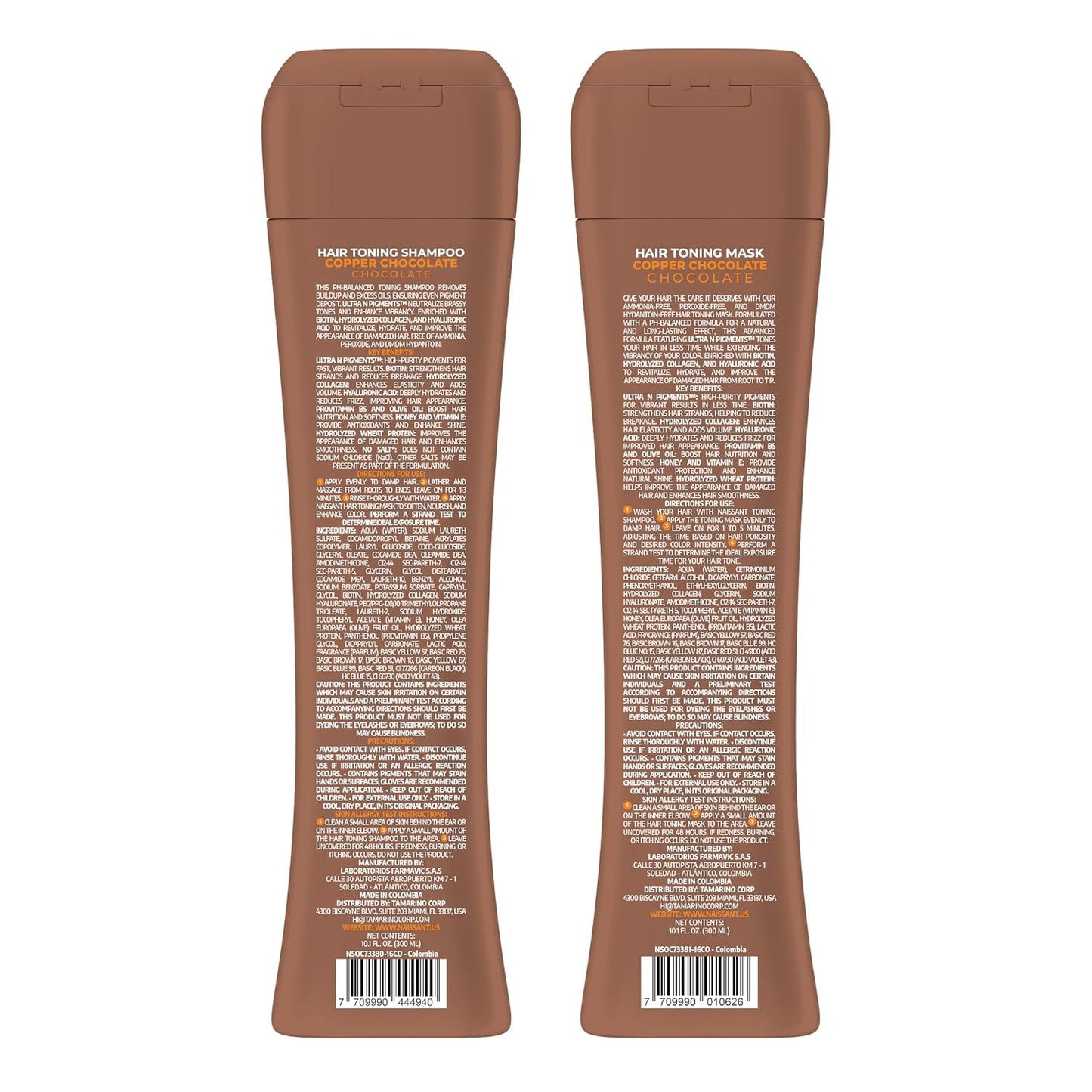 Copper Chocolate Hair Toning Shampoo & Mask Set - Revive Copper-Brown & Chocolate Tones | Hyaluronic Acid, Biotin & Collagen | 2 x 10.1 Fl Oz