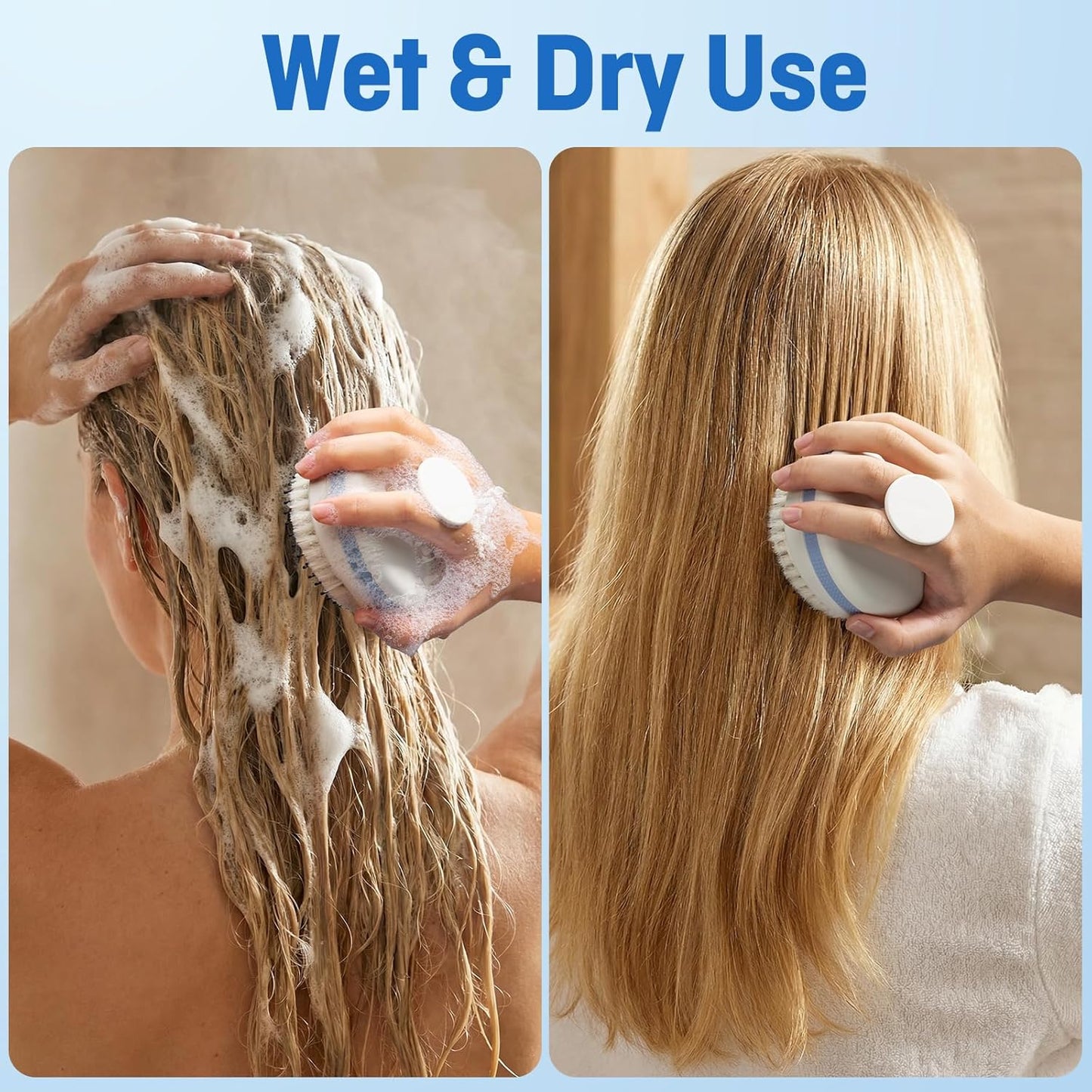Scalp Massager - Double-Layer Bristles Hair Washing Brush | Curved Anti-Slip Dandruff Scrubber for Wet & Dry Use