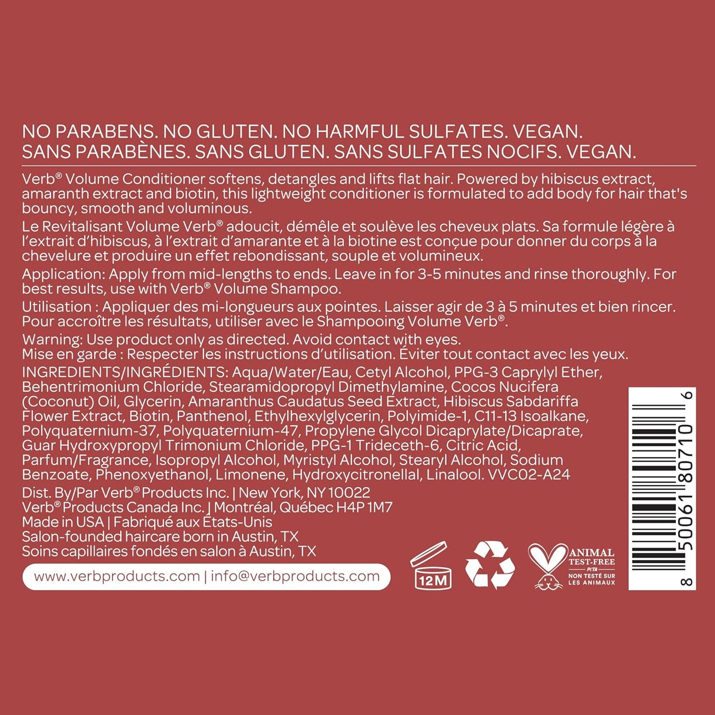 VERB Volume Conditioner - Sulfate-Free Formula for Soft, Detangled Hair | Ideal for Flat Hair