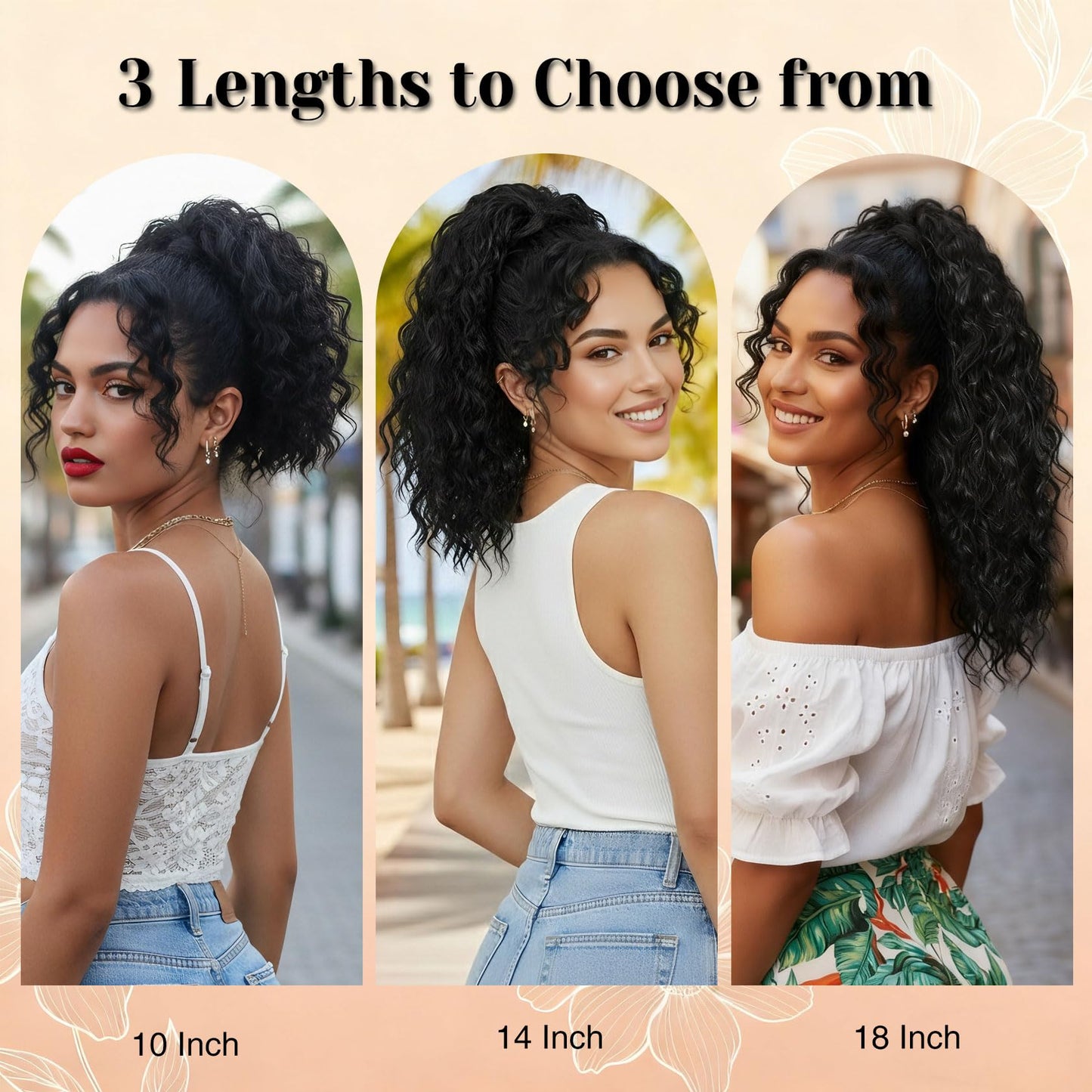 Detean 10 inch Ponytail Extension Drawstring Ponytail for Black Women Short Wavy Curly Ponytails Fluffy Natural Looking Pony Tails Hair Extensions Synthetic Hairpiece (1B)