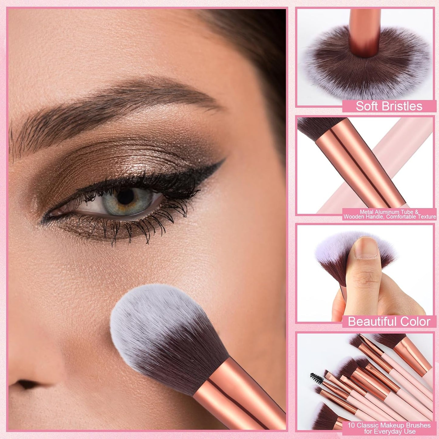 Travel Makeup Brush Set - 20PCS with Mirror, Storage Bag & 8 Makeup Sponges | Perfect for Home & On-the-Go