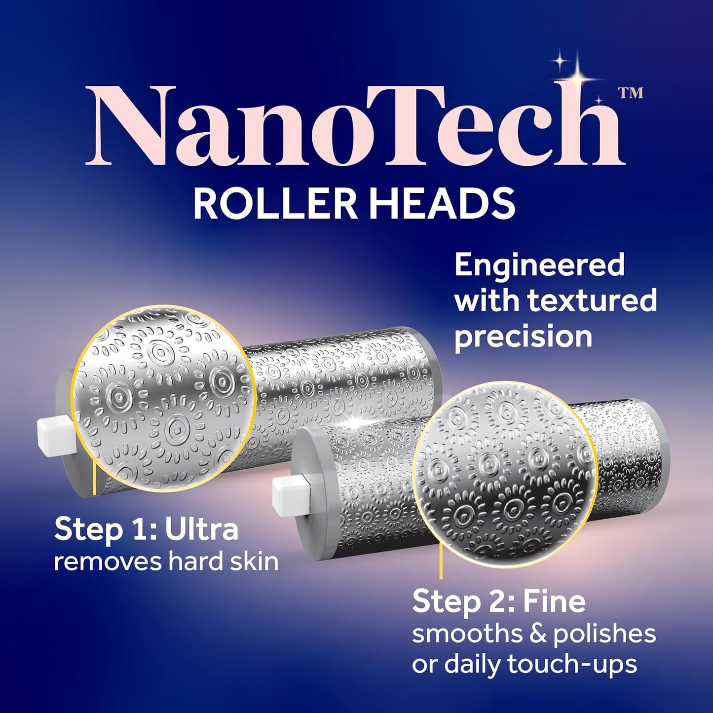 Pedi Perfect Electric Foot Callus Remover - Waterproof & Rechargeable | 2 Roller Heads, 90 Min Run Time