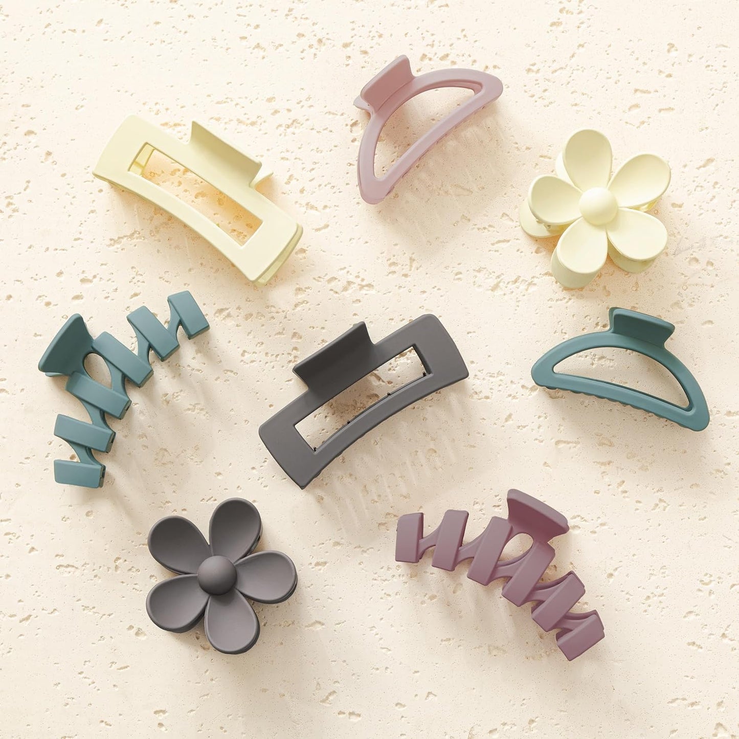 Flower Hair Clips - 8PCS Non-Slip Claw Clips for Thick Hair | Multi-Style Neutral Colors Set