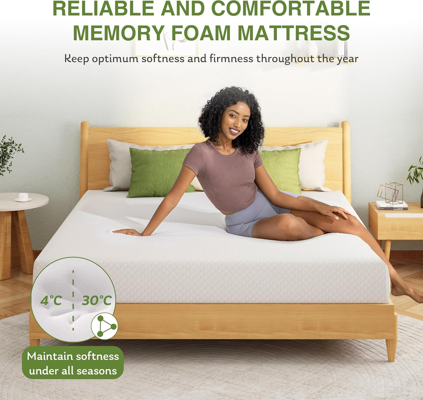 Full Size Memory Foam Mattress - 10 Inch Cooling Gel Bed with Medium Firm Support | CertiPUR-US Certified, 75''L x 54''W, White