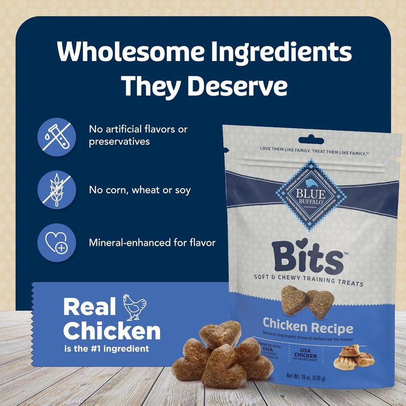 Blue Buffalo Soft Dog Training Treats - Natural Chicken Recipe with DHA | 19 oz Bag