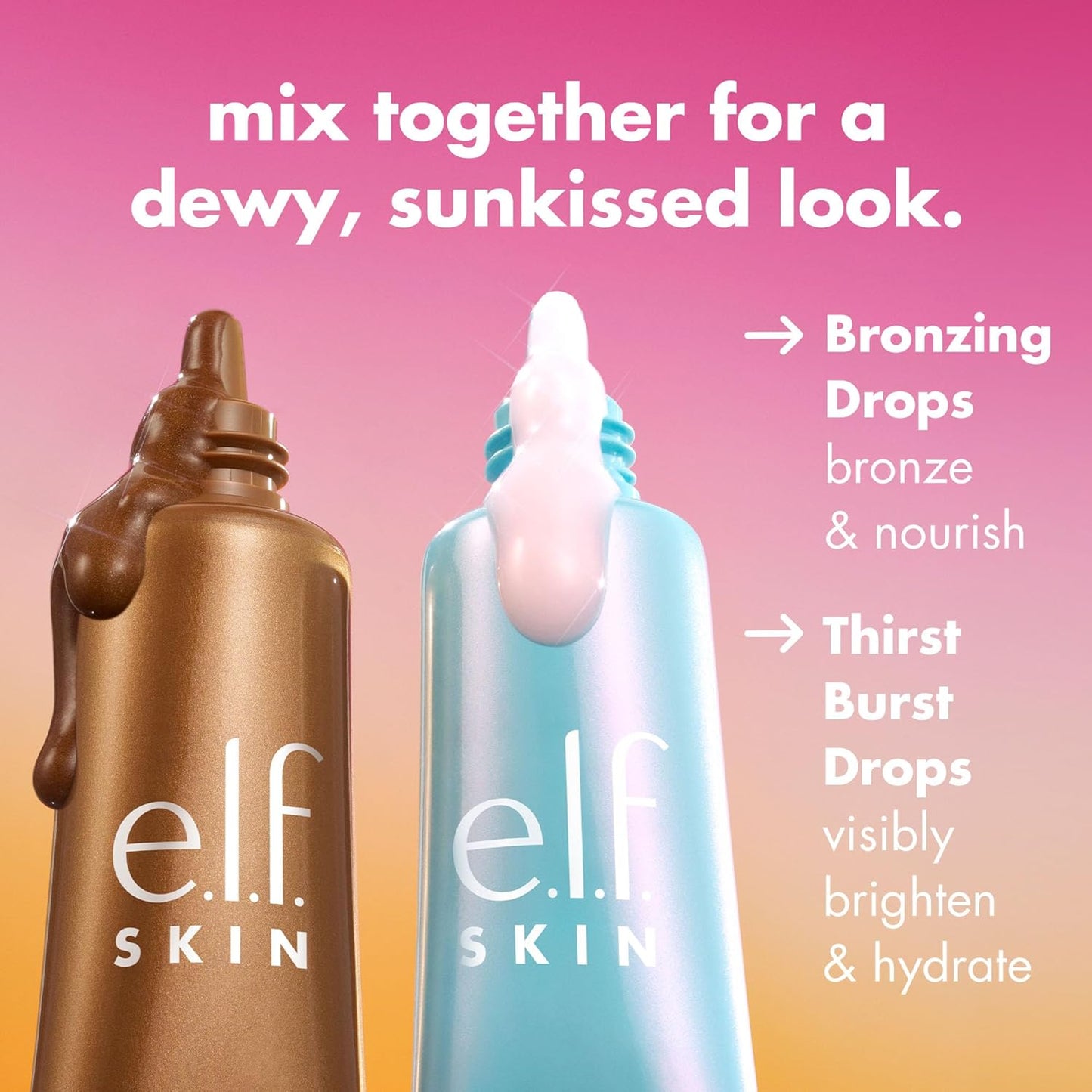 e.l.f. SKIN Holy Hydration Drops Duo - Thirst Burst & Bronzing Skincare Set for Dewy, Sun-Kissed Glow | Vegan & Cruelty-Free