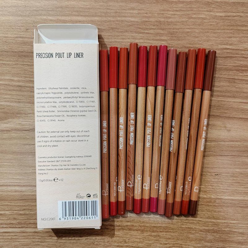 Lip Liner Set - 12 Pcs High Pigment Natural Oak Brown Pink Red Makeup Pencils | Smooth Application