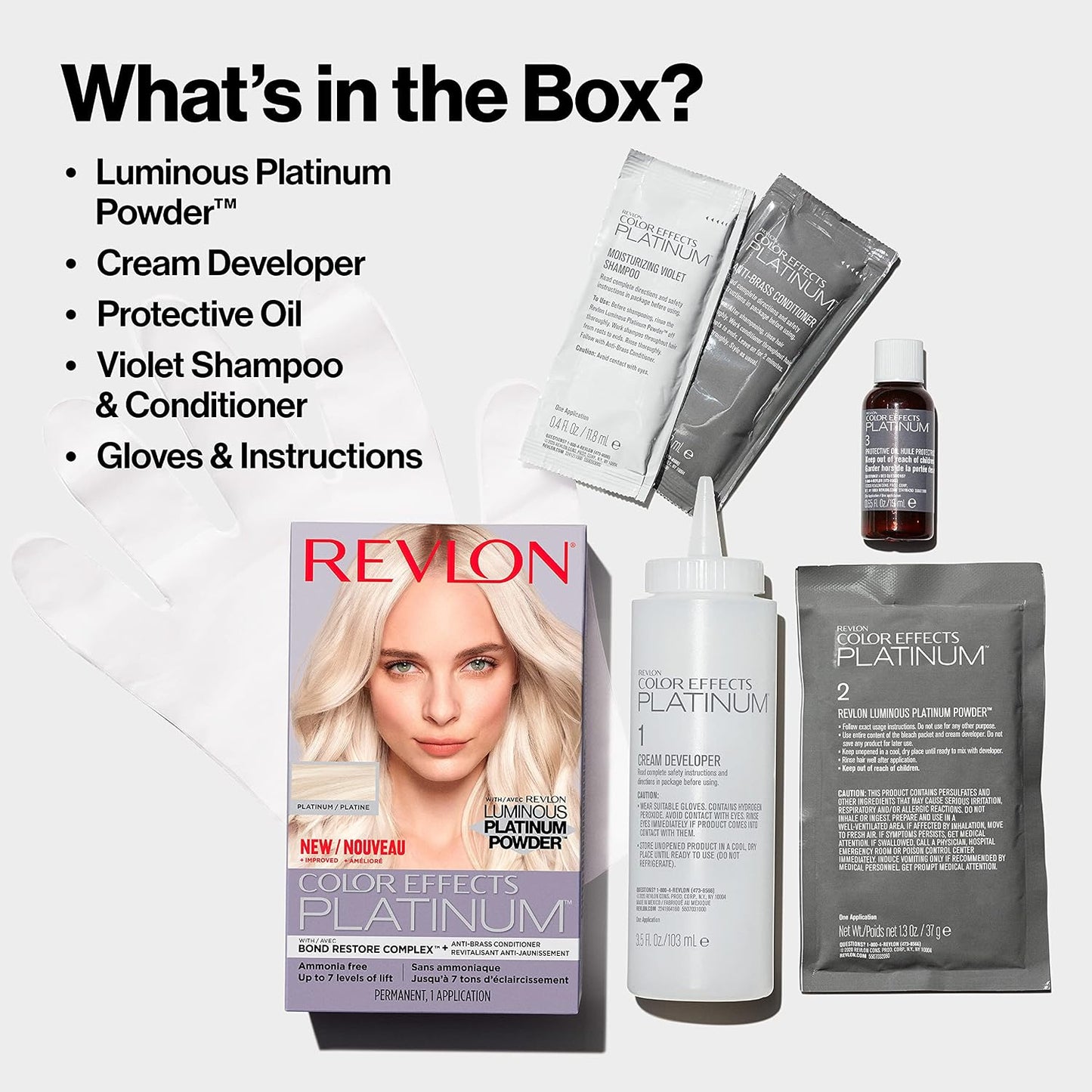 Revlon Color Effects Permanent Highlighting Kit - Ammonia & Paraben Free Hair Dye, 60 Platinum, 8 Oz