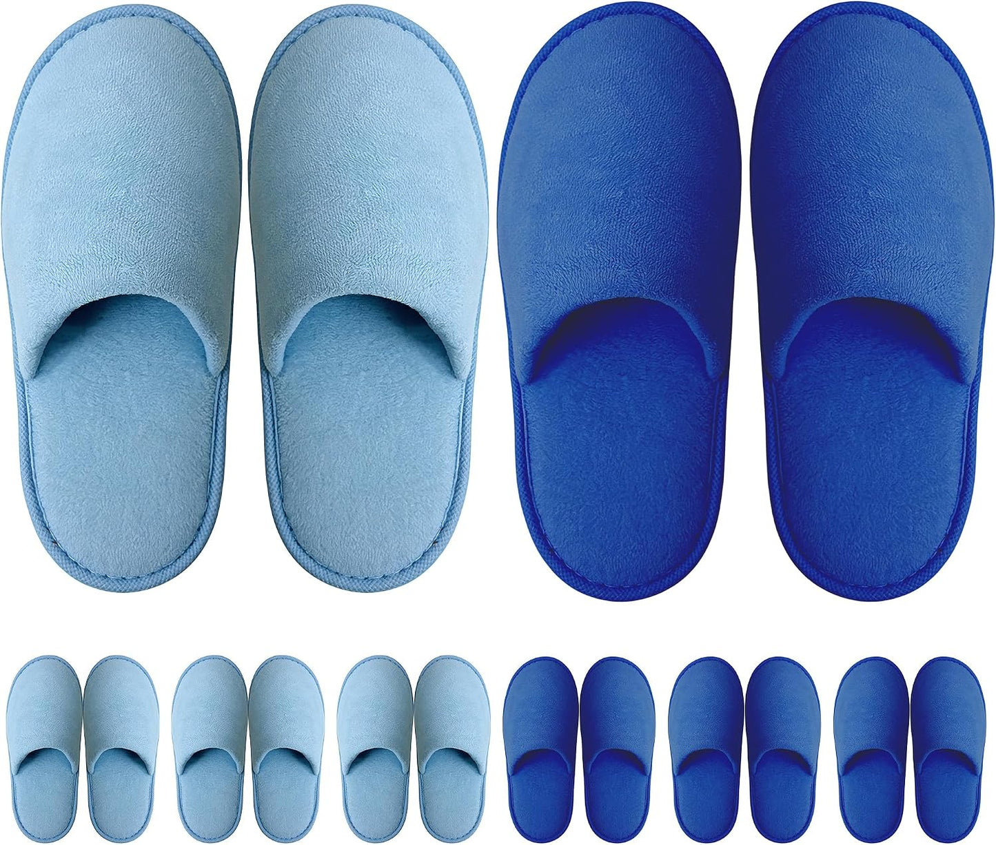 Disposable Slippers - Cotton Fleece Guest Slippers with Non-Slip Sole | 6 Pairs for Home, Hotel & Travel