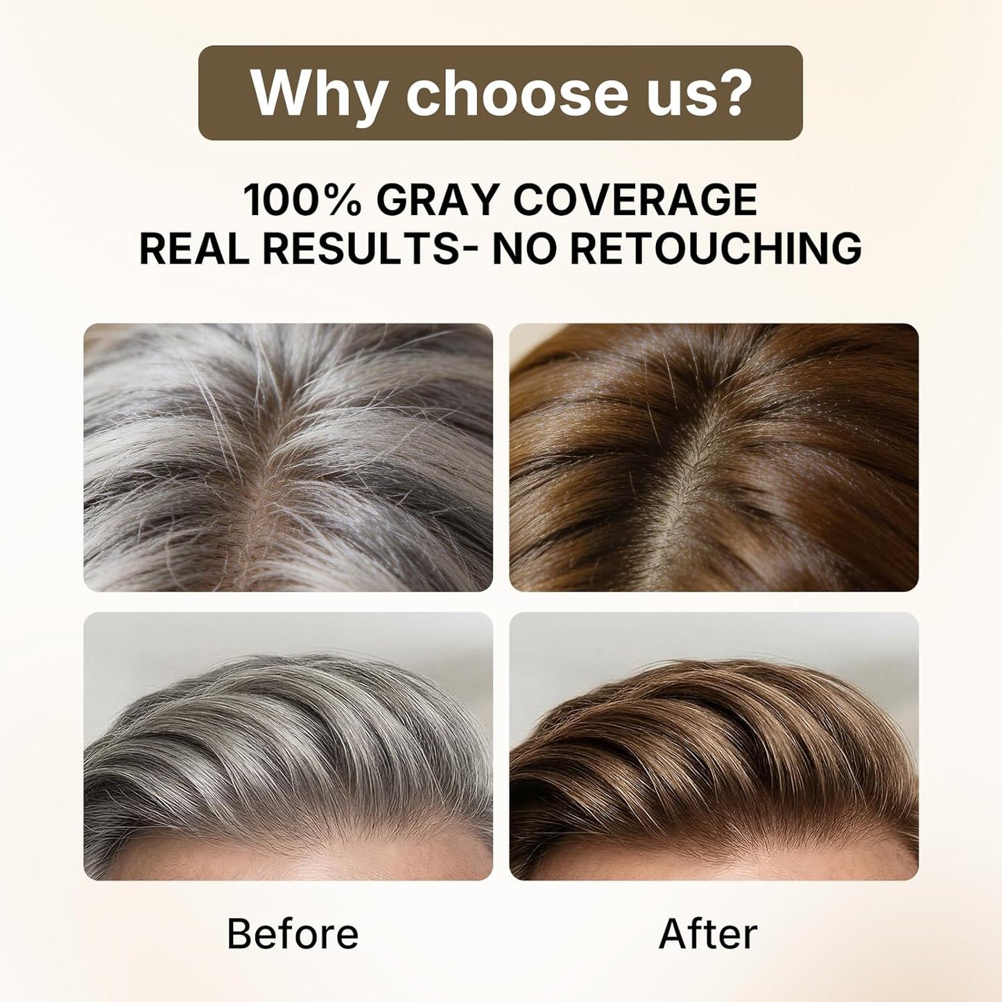 Karseell Brown Hair Dye | Ammonia-Free 6-IN-1 Formula with Comb Applicator for 100% Gray Coverage - 80ml