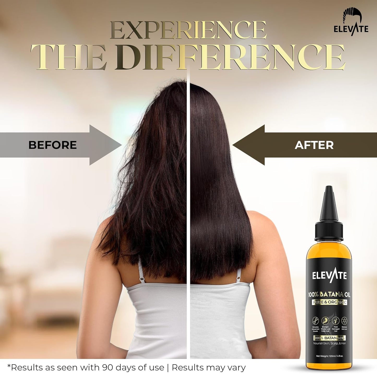 Elevate Batana Oil for Hair Growth - 100% Pure Organic Serum for Thickness & Scalp Care | 4 Fl Oz