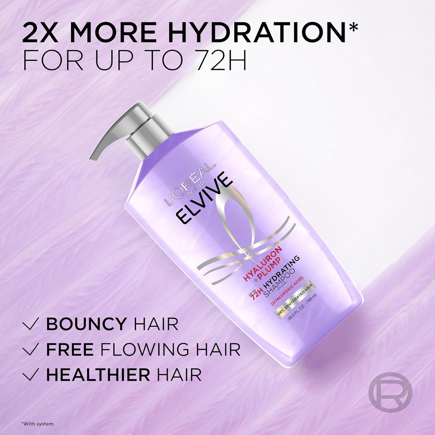 L'Oreal Paris Elvive Hyaluron Plump Shampoo & Conditioner Set - Hydrating Care for Dehydrated Hair | 2-Piece Kit
