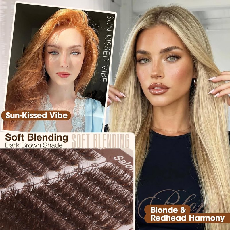 Brown Lash Clusters - Natural Fluffy Dark Brown Eyelash Extensions | Tear-Resistant Band & CC Curl, 10-16MM, 270Pcs for Effortless Everyday Look