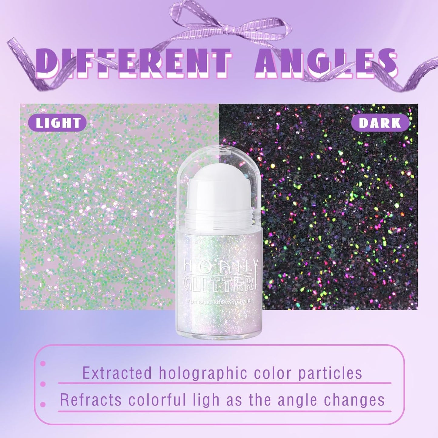 HOSAILY Holographic Body Glitter Gel - Color Changing Chameleon Effect | Sparkling Pink, Chunky Mermaid Sequins for Festivals