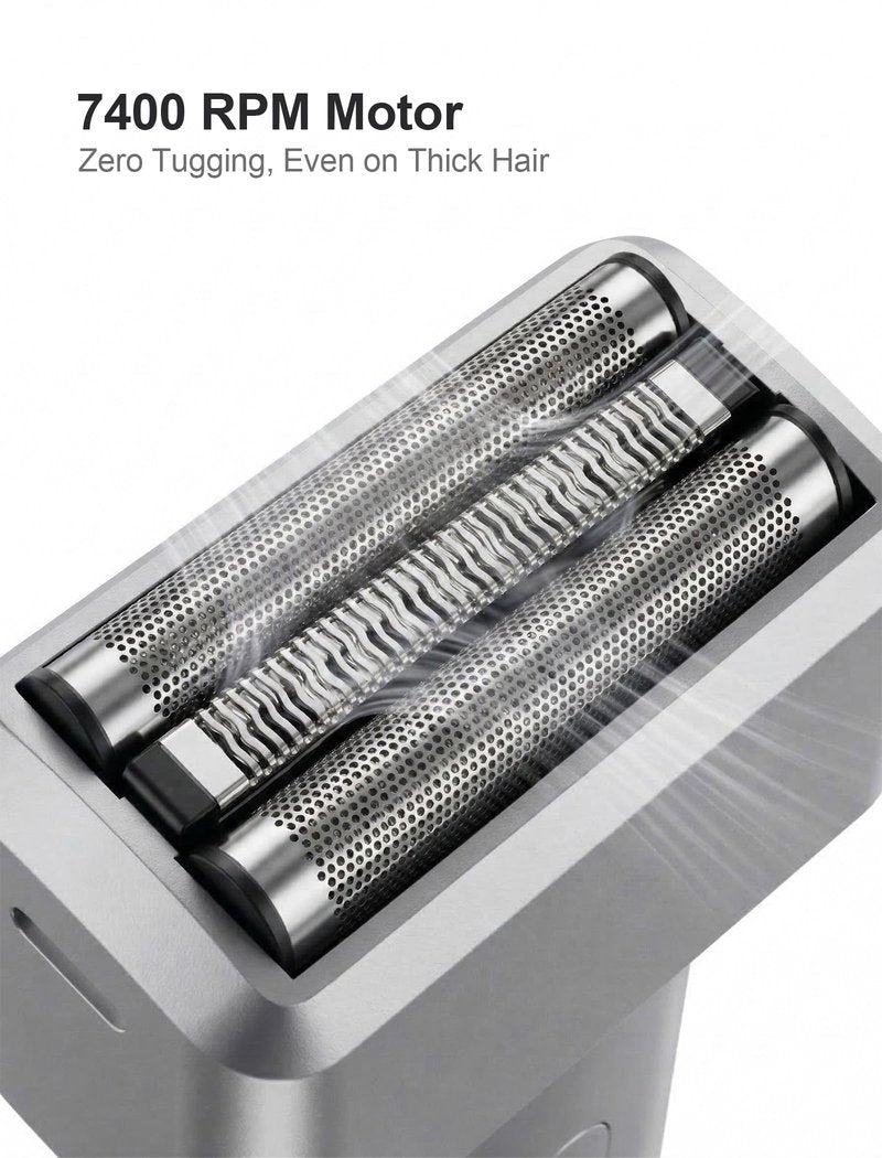 Men's Electric Foil Shaver Rinse Under Faucet & Shower Ready with Wet/Dry Shave, Type-C Fast Charging & Digital LED Display, Travel-Rechargeable Razor for Daily Close Face Beard Grooming