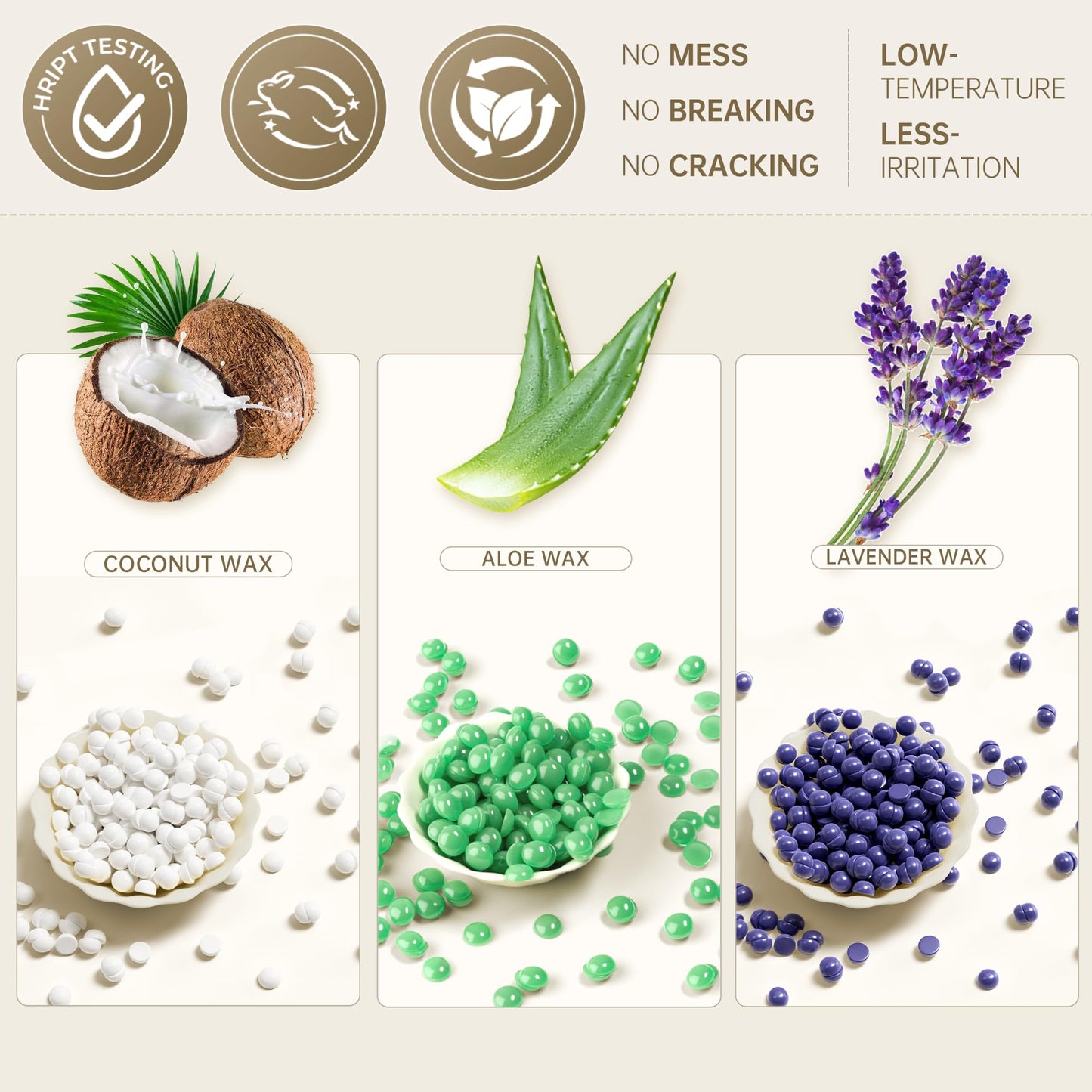 Lifestance Wax Beads Set, 4 Kinds of Waxing Beads, Hard Wax Beans with 44 Items Silicone Spatulas, Perfect for Any Waxing Warmers for Hair Removal for Eyebrow, Face, Body