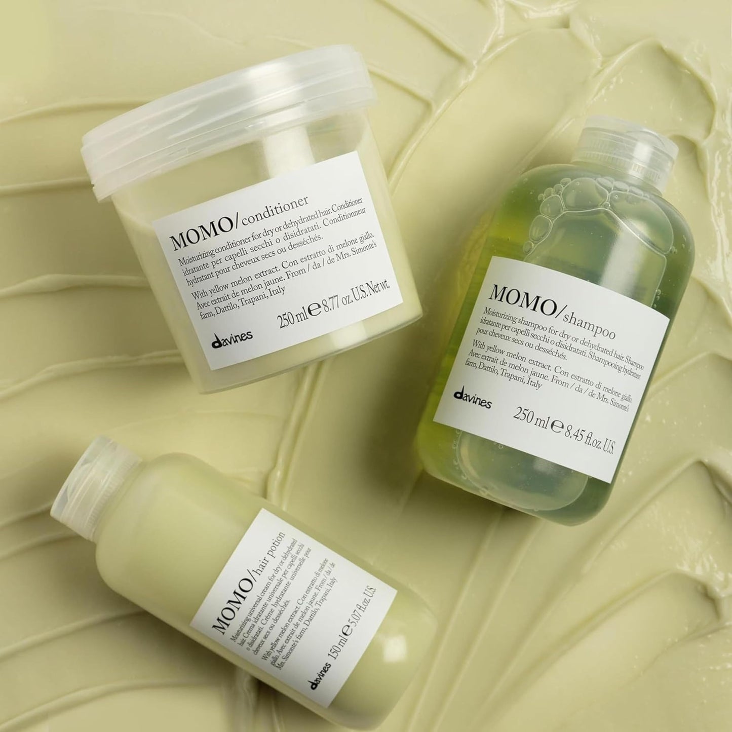 Davines MOMO Conditioner, Moisturizing Untangling Formula for Dry and Dehydrated Hair - Promoting Lasting Hydration, Softness, and Shine for Silky Results with Melon Extract, 8.45 Fl Oz