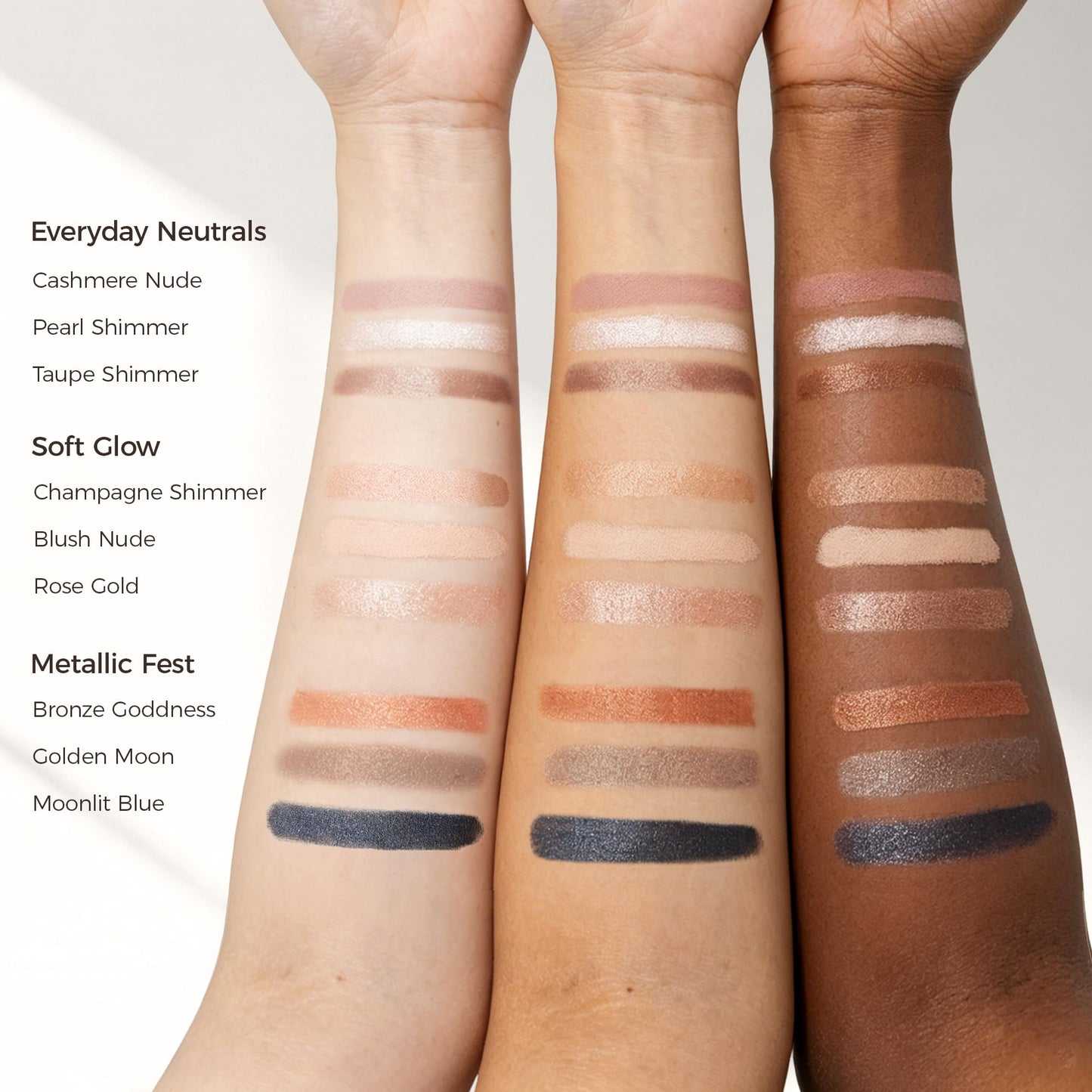 Exmiloo Cream Eyeshadow Stick Set, 3 Neutral Matte & Shimmer Waterproof