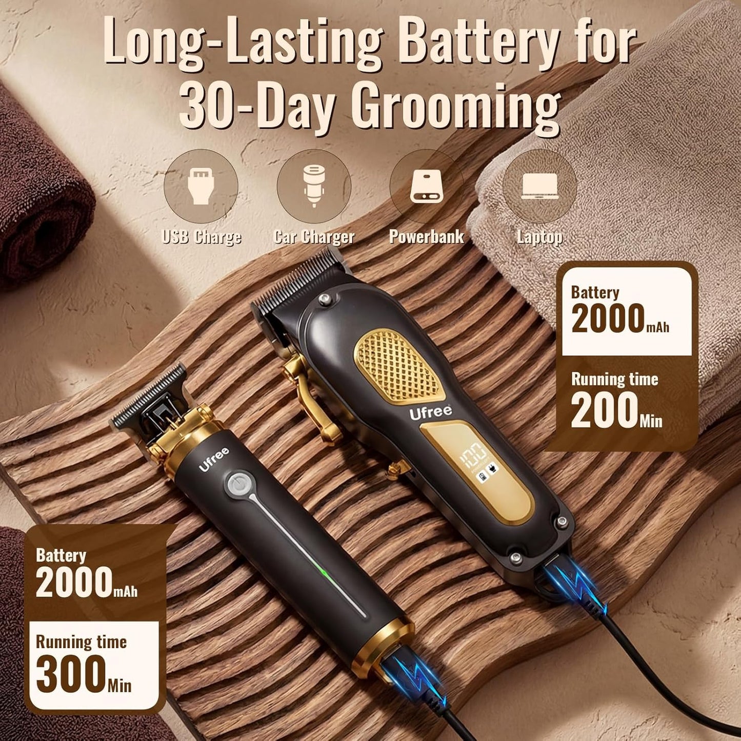 Ufree Hair Clippers for Men - Cordless Grooming Kit with Trimmers | Perfect Gift Set