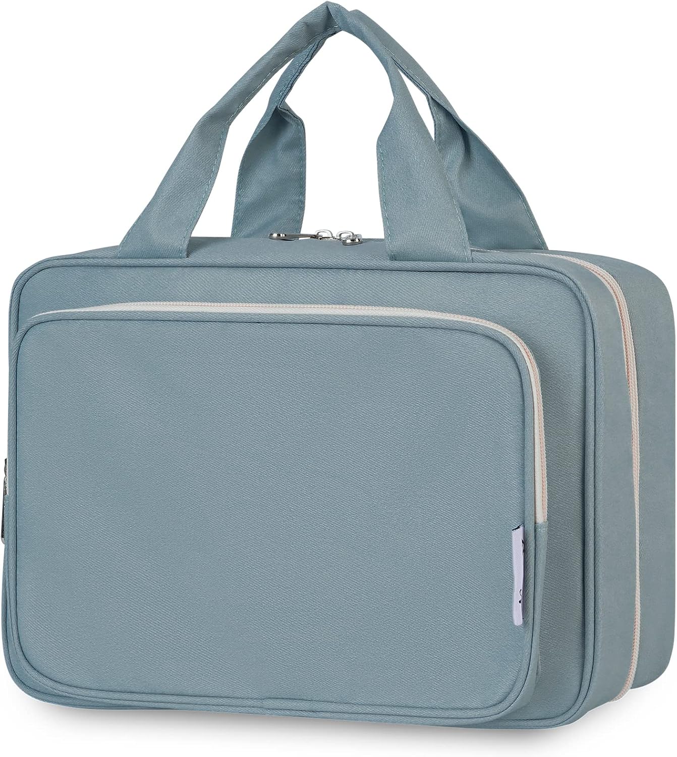 Striped Hanging Toiletry Bag for Women - Travel Makeup Organizer | Medium Dusty Pink Stripe