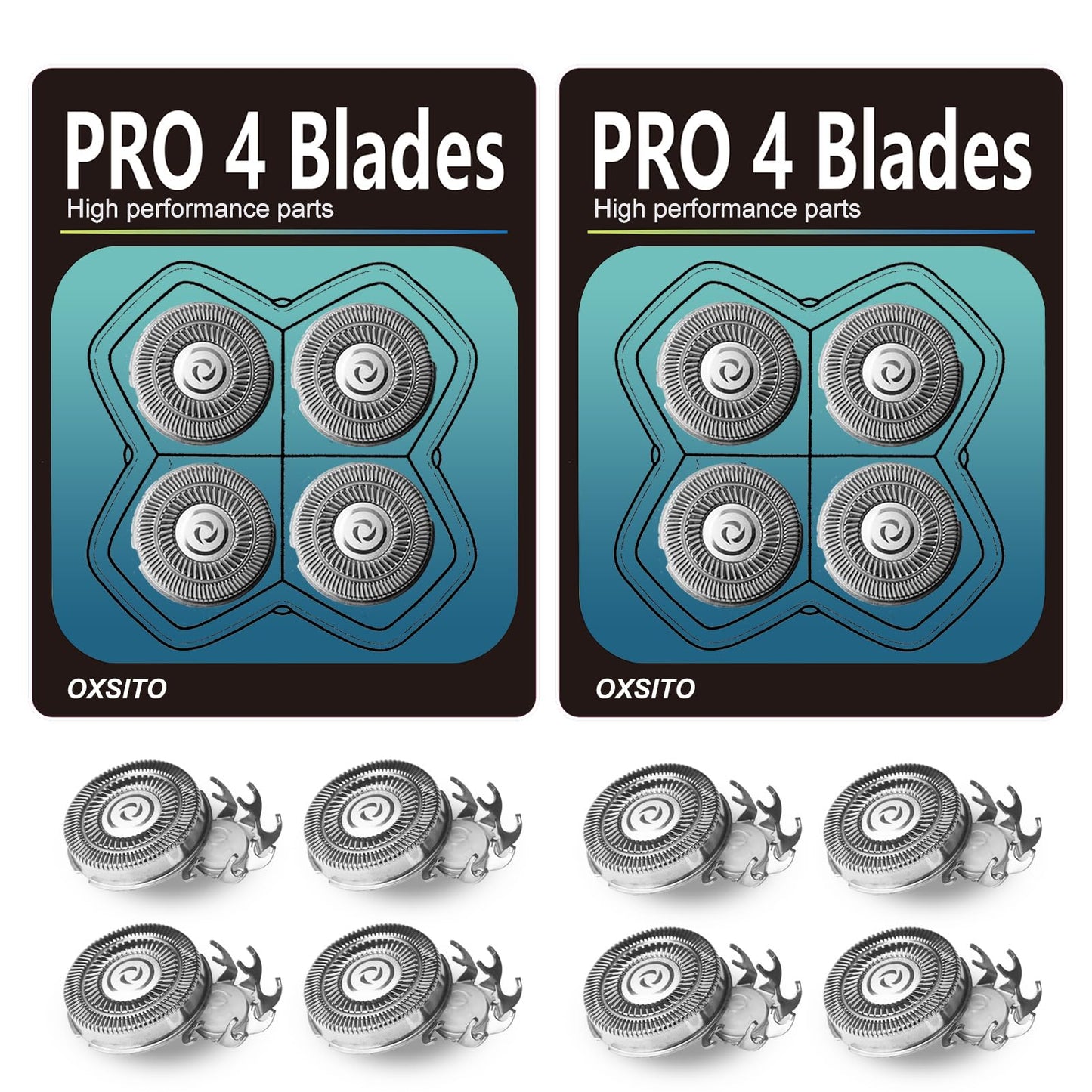 OXSITO 8Pack Pro 4 Head Replacement Blades for Pitbulls Bald Head Razors Gold PRO, Silver PRO, Platinum PRO… Series, Precision Replacement Blades for Head, Face, and Body Grooming.