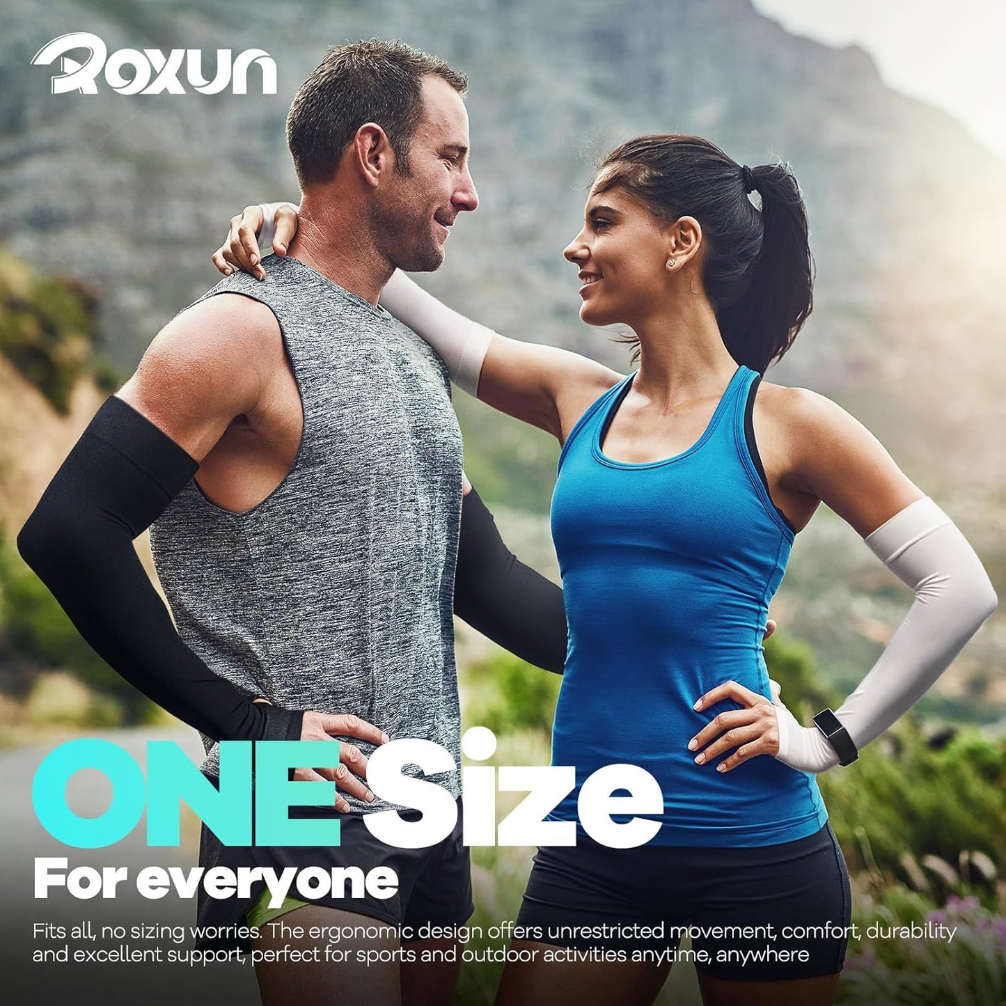 Roxun Arm Sleeves - Cooling UV Sun Protection Compression Tattoo Cover | Unisex, Thumb Hole Design