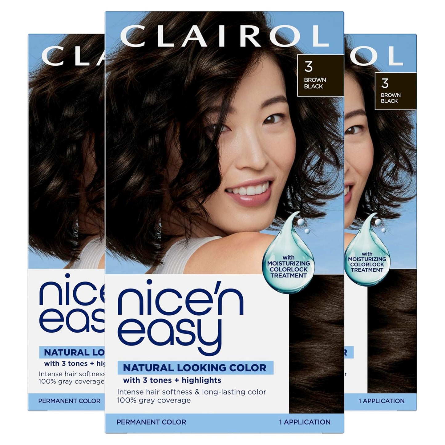 Clairol Nice'n Easy Permanent Hair Dye - Blackest Black | 100% Gray Coverage & Long-Lasting Shine | Single Pack