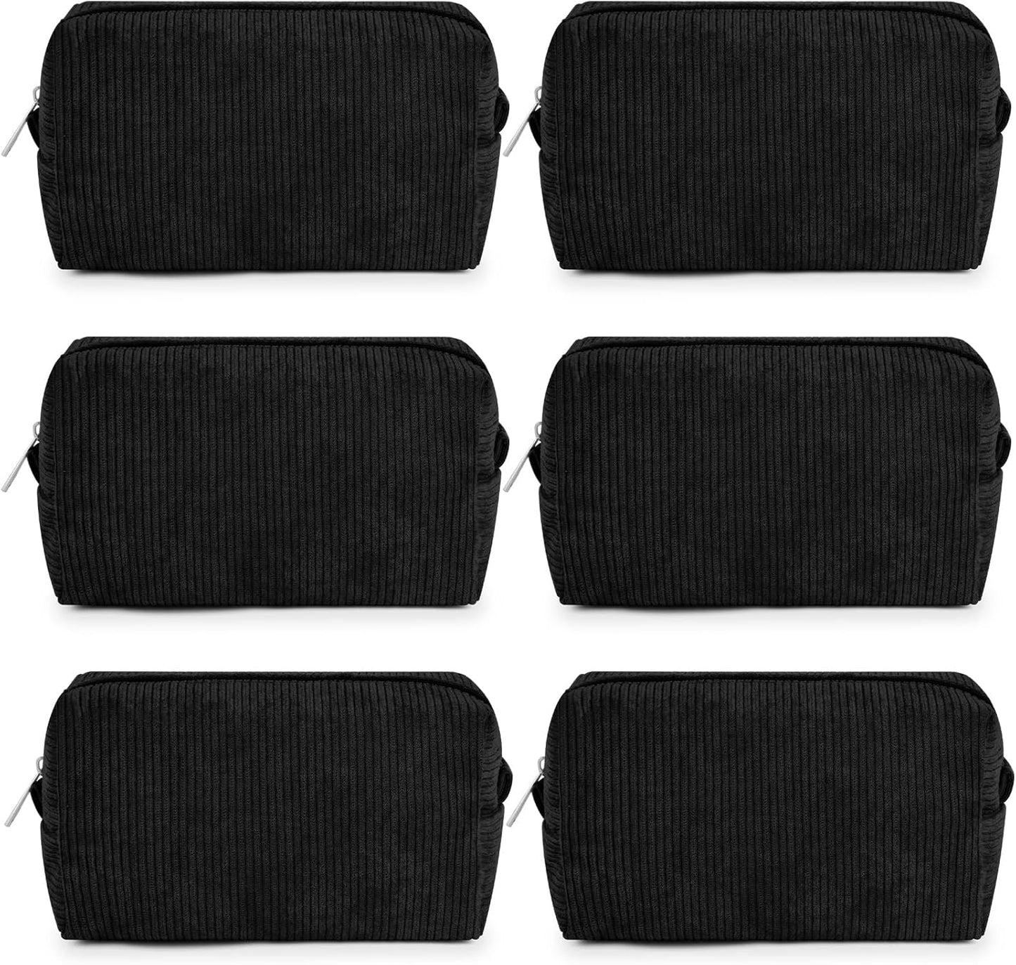 Bridesmaid Proposal Gifts - 6PCS Corduroy Blue Makeup Bags | Wedding Party Favors & Toiletry Organizers