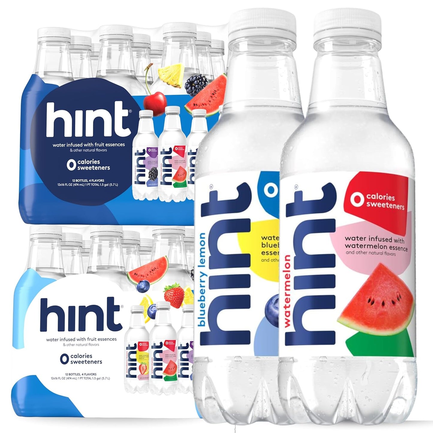 Hint Infused Bottled Water Variety Pack - Sugar-Free, Zero Calorie Natural Flavors | 16 Fl Oz (Pack of 12)