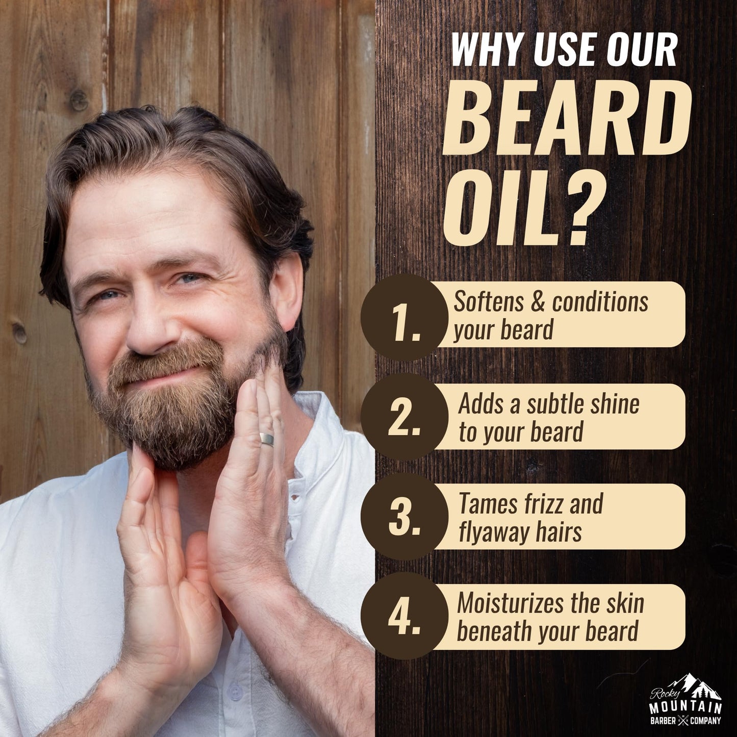 Rocky Mountain Barber Company Vanilla Oak Beard Oil for Men – 800+ Drops to Soften & Moisturize Beards – Fast-Absorbing with Argan, Jojoba & Grape Seed Oil – 1 oz