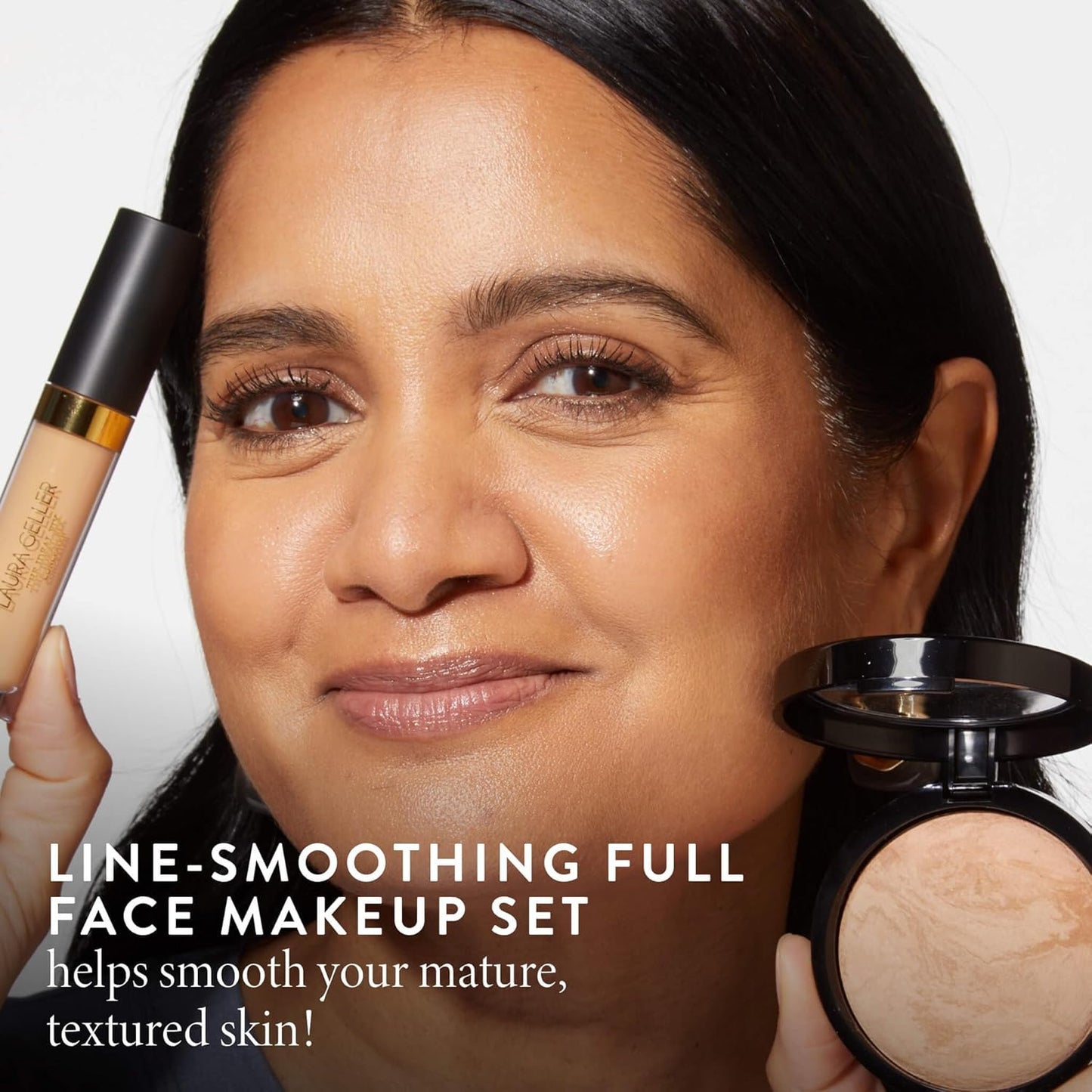 Line Smoother Full Face Kit - Fine Line Smoothing Primer, Baked Foundation & Concealer for Mature Skin | Porcelain