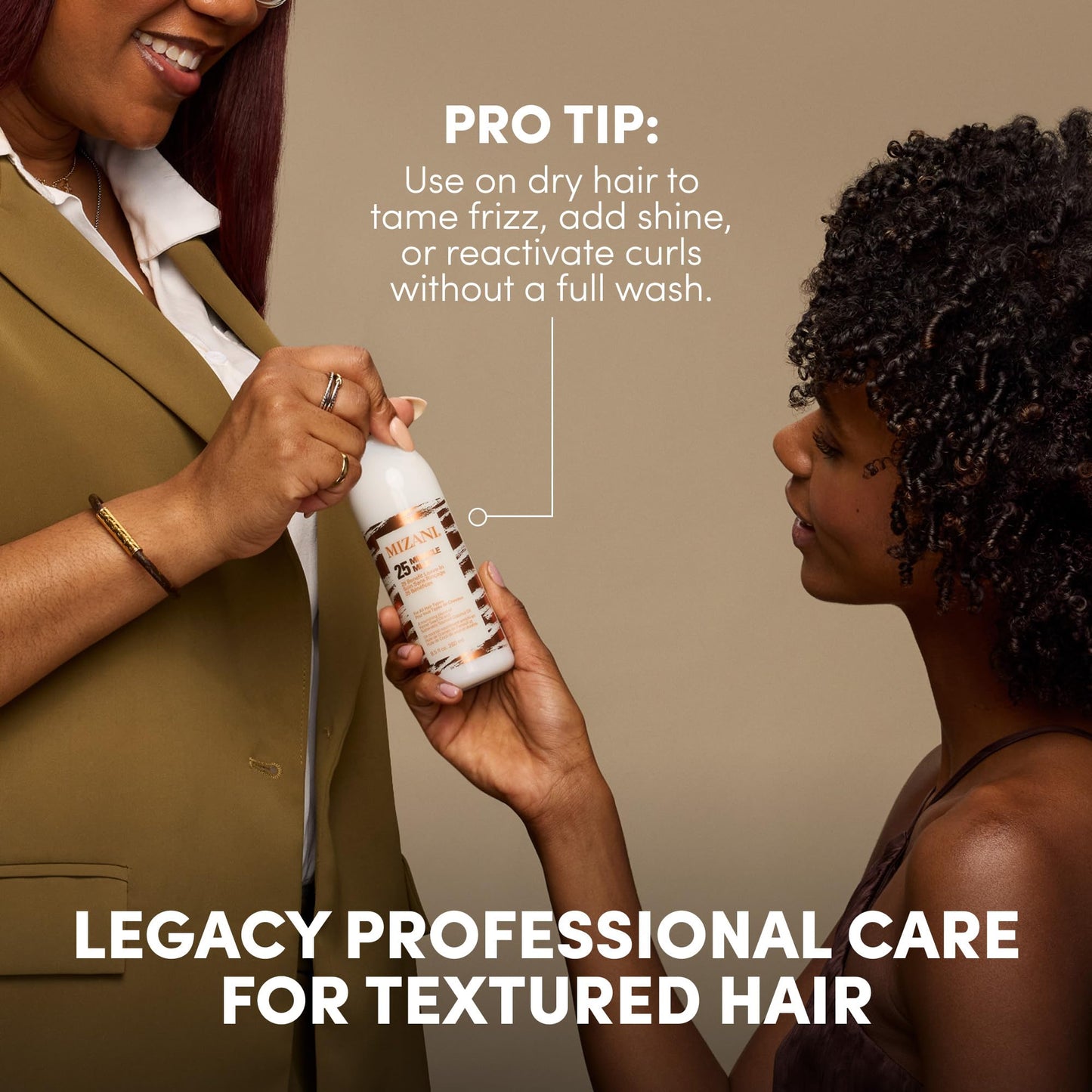 Mizani 25 Benefit Miracle Milk Leave-in Conditioner - Anti-Frizz Detangler Spray For Hair Shine, Heat Protectant, For Frizzy & Curly Hair, With Coconut Oil, 13.5 Fl Oz